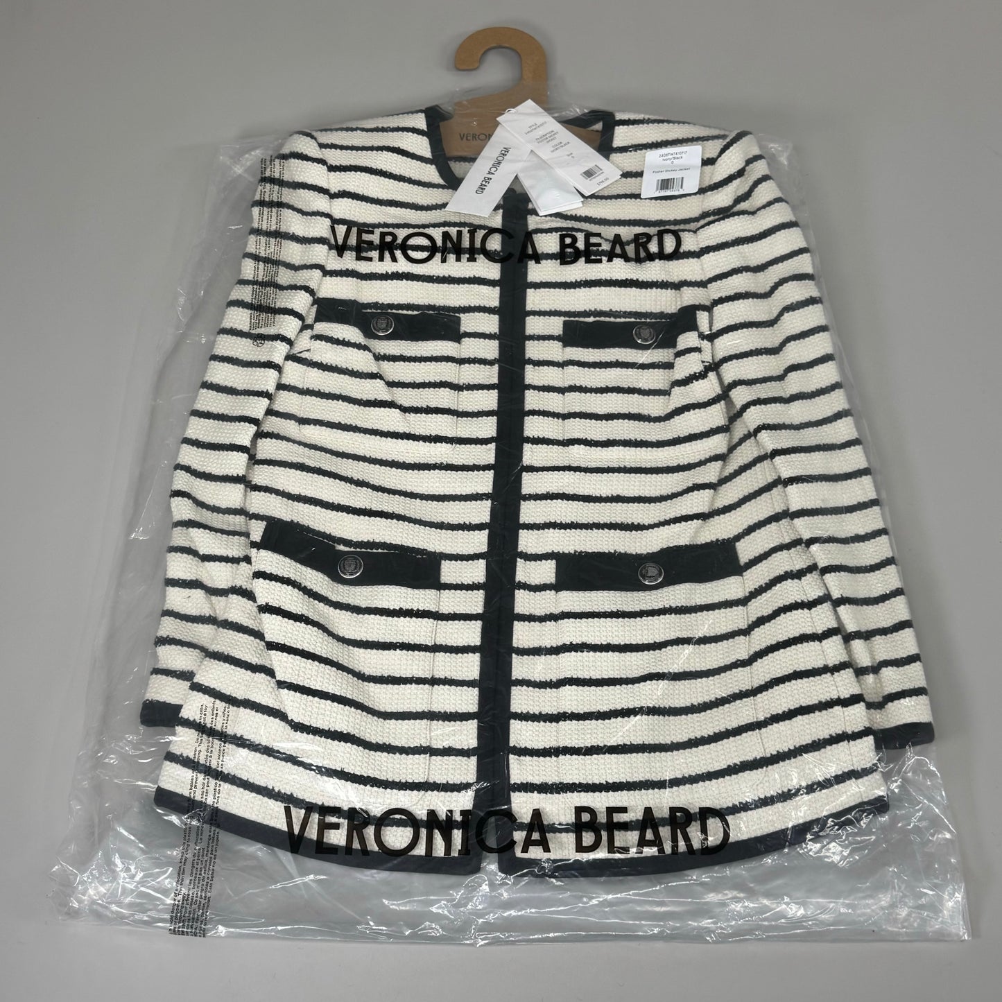 VERONICA BEARD Women's Foster Dickey Jacket Sz-0 Ivory/Black 2406TW7410717