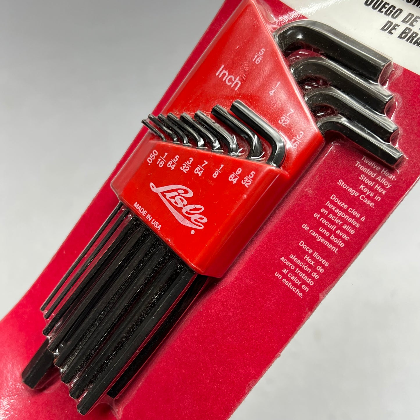 LISLE (12 PIECE SET) Alloy Steel Sae Long Arm Hex Key Set W/ Storage Black 425|00