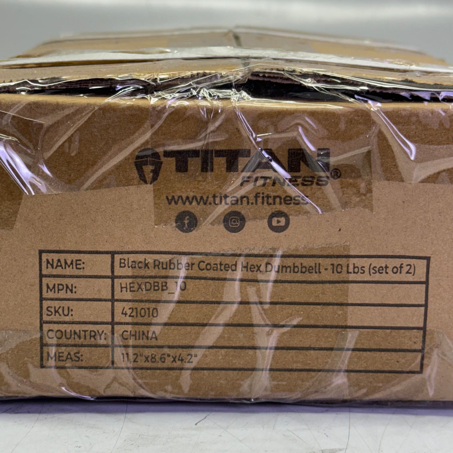 TITAN FITNESS (2 PACK) Black Rubber Coated Hex Dumbbell Single 10lb HEXDBB_10