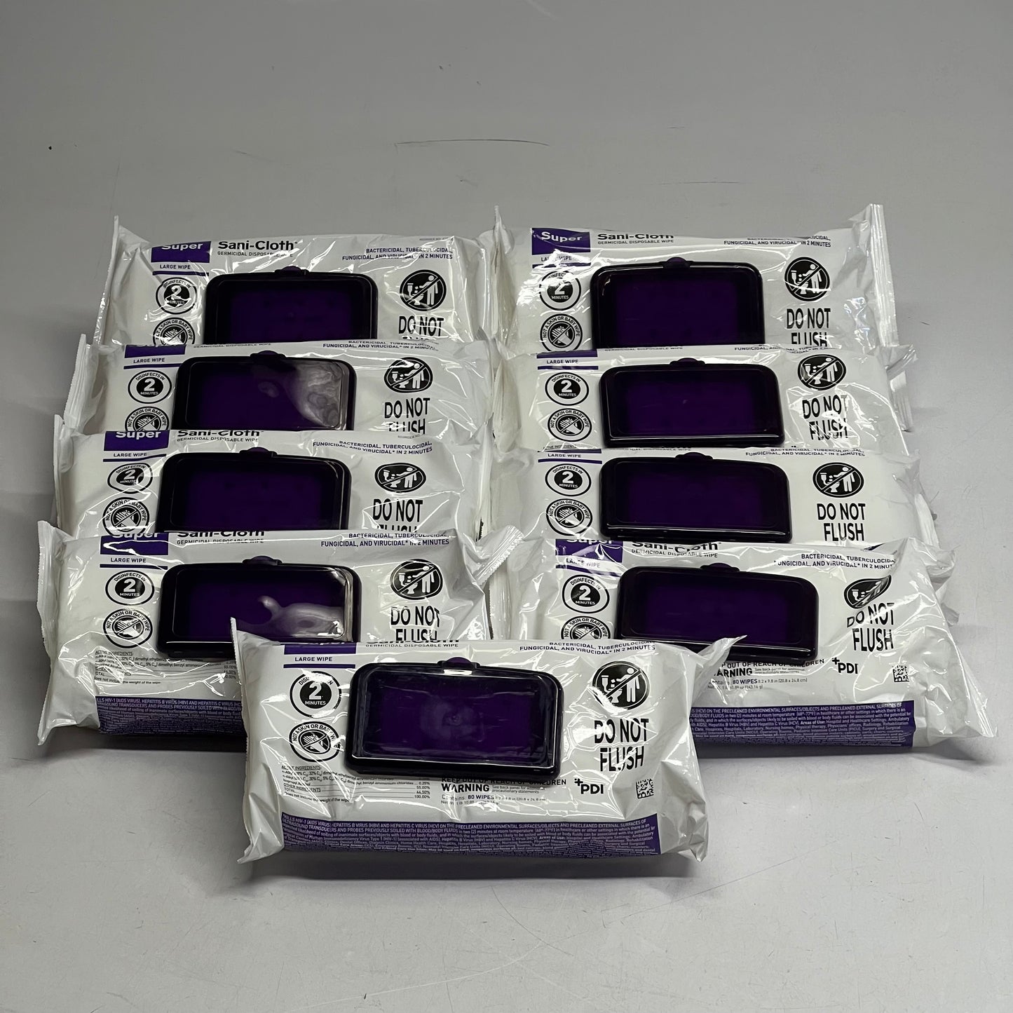 PDI (9 PACK, 80 WPES EACH) Super Sani-cloth Germicidal Disposable Wipes Sz Large BB 09/27