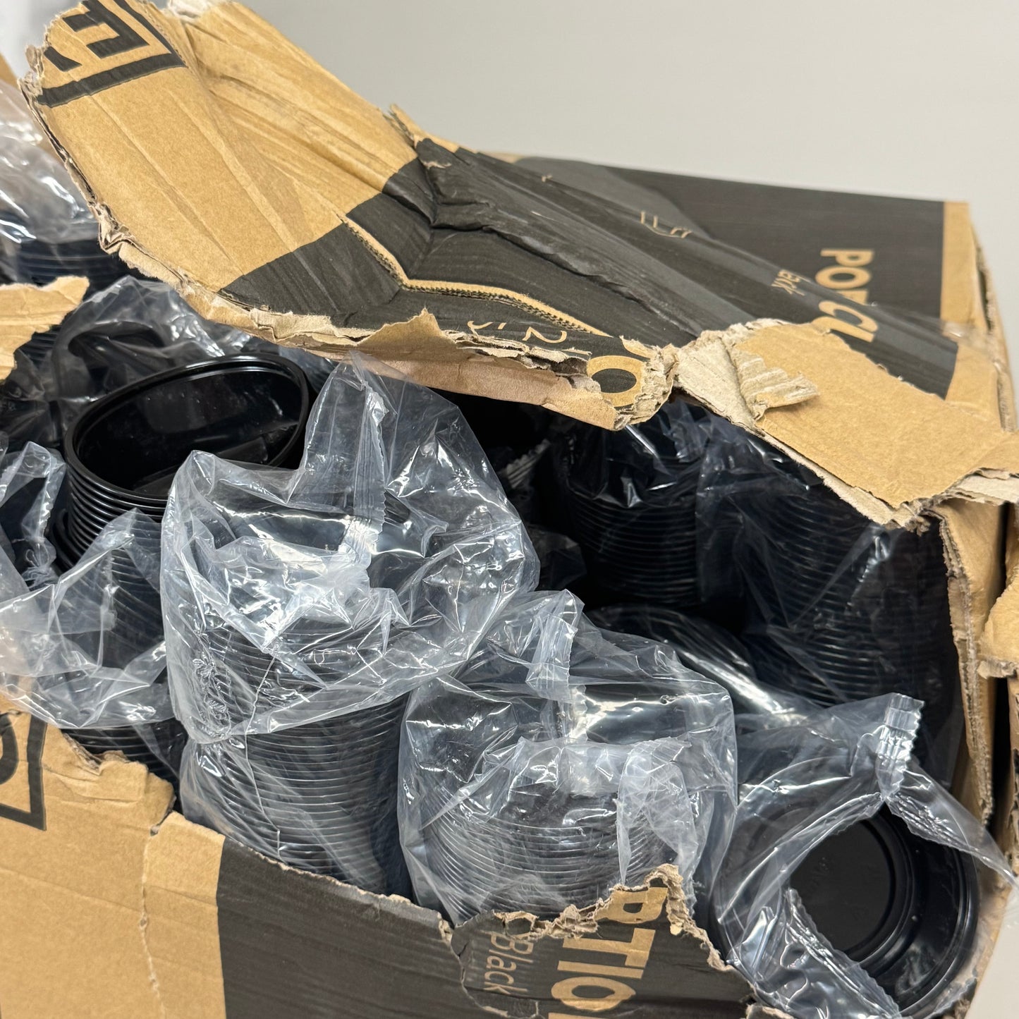 EVOPAK (1 Box, 2500 Cups) Plastic No Lid Serving/Portion Cups 3.25oz Black (As-is Slightly Damaged)