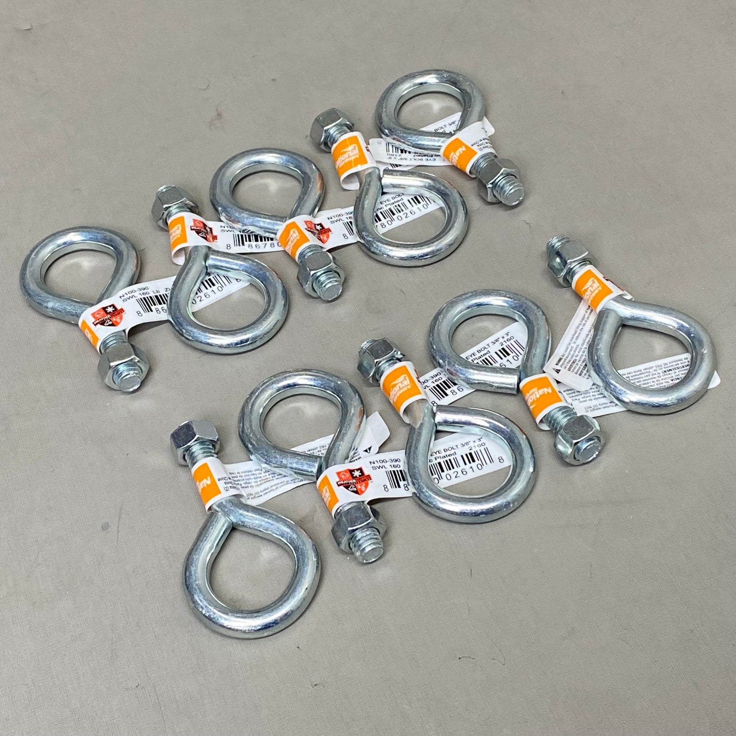 NATIONAL HARDWARE (10 Pack) Zinc Plated Eye Bolt 3/8"x3" N100-390