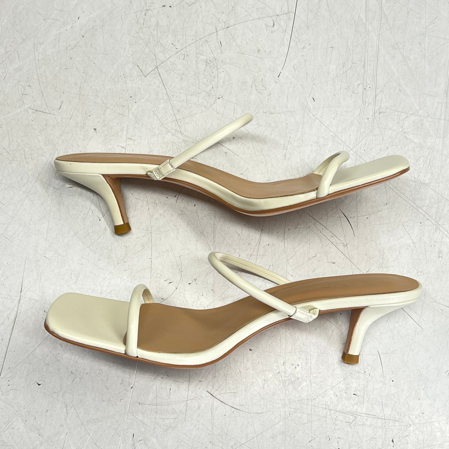 RAYE Rene Sandal Leather Slip-on Kitten Heel Women's Sz 9 Crème (As-Is)