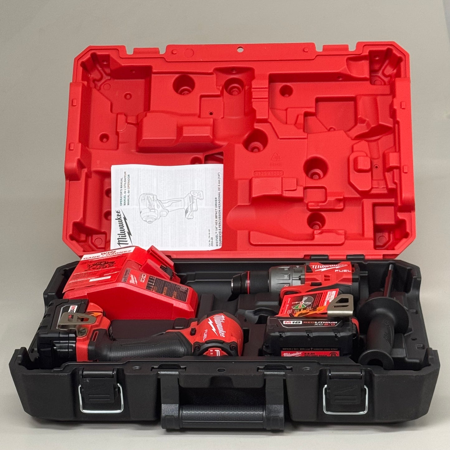 MILWAUKEE 2-Tool Drills Combo Kit Red lithium XC5.0 Fits M18 Batteries 3697-22