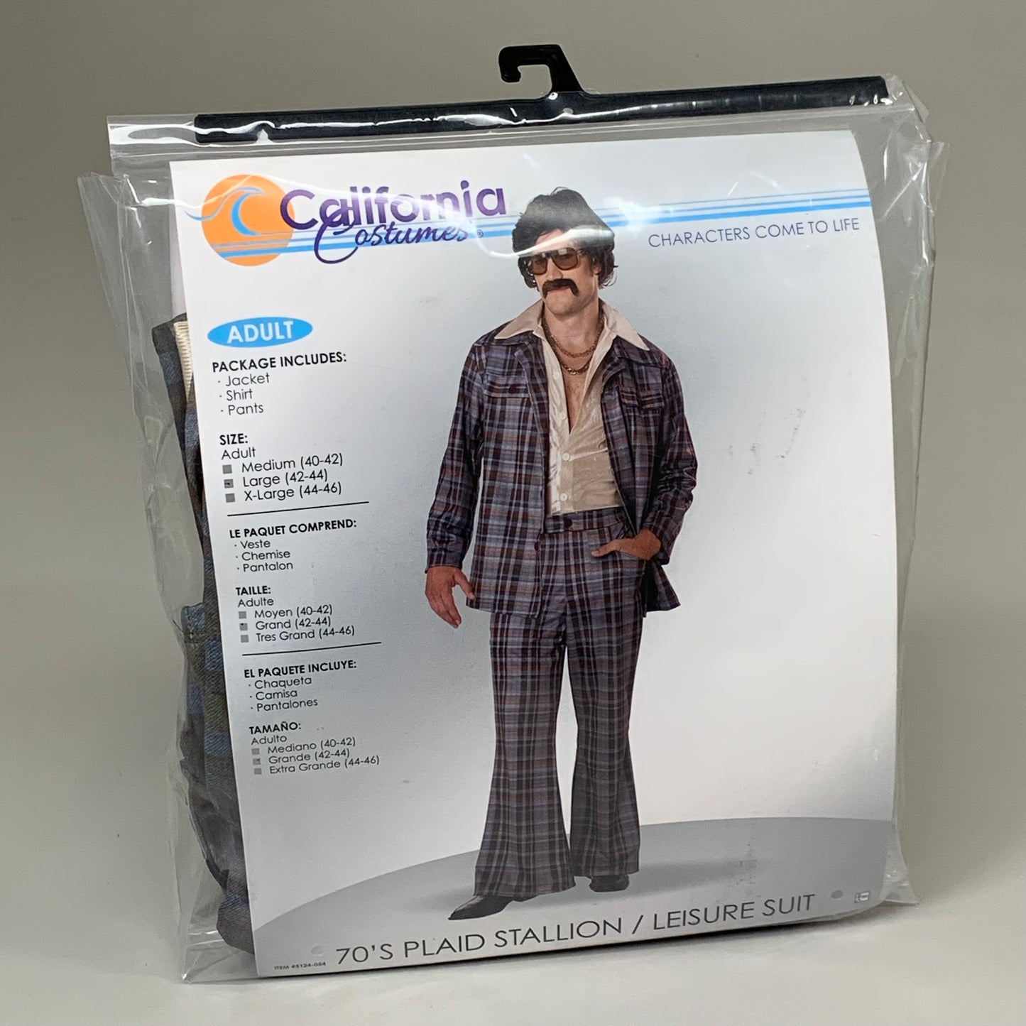 CALIFORNIA COSTUMES Men's 70's Plaid Stallion Leisure Suit Sz-L (42-44) 5124-054