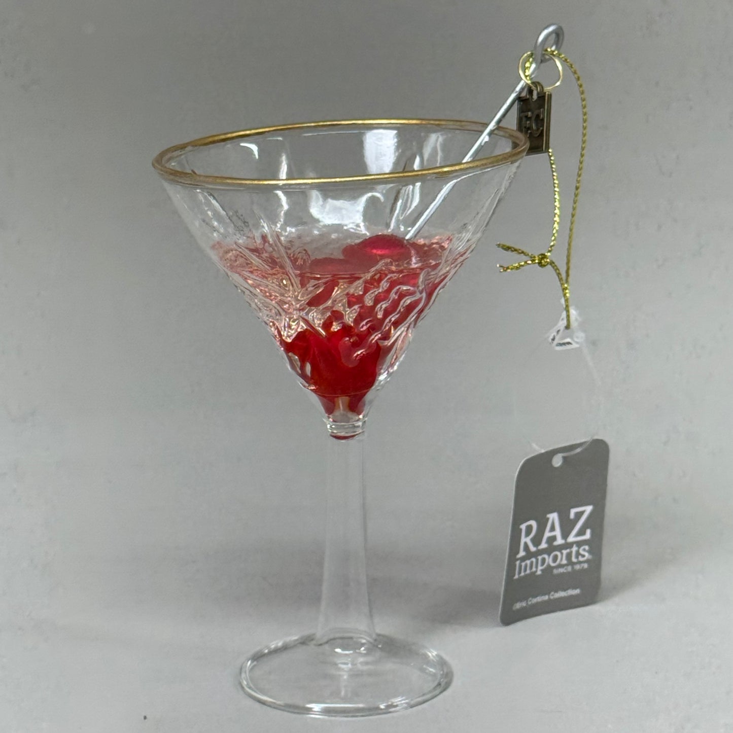 RAZ IMPORTS (3 PACK) Eric Cortina 2024 Glass Martini Ornament 5.5" Pink 4453163