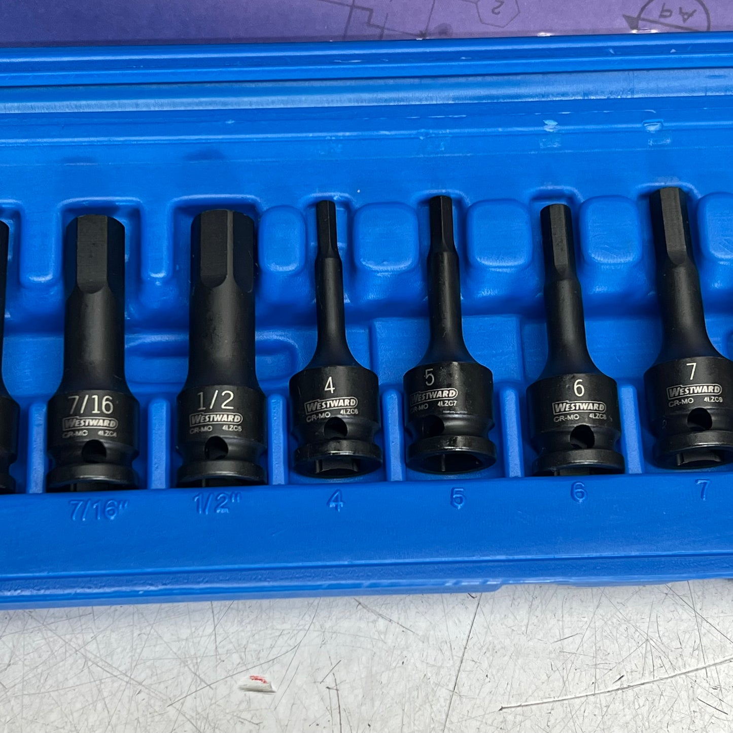 WESTWARD (13 PIECE SET) Impact Socket Bit Set Sae/metric 3/8" Drive Sz  4PRG1A
