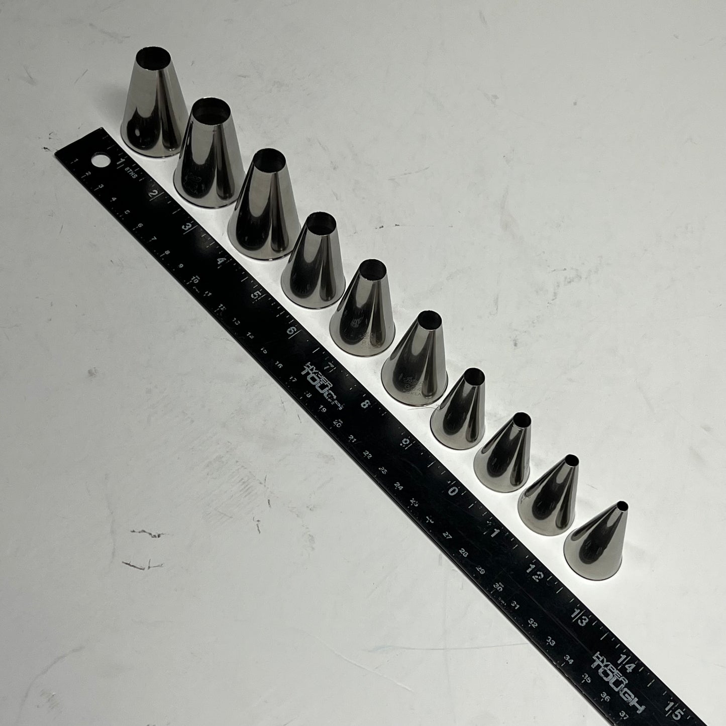 ZA@ ATECO (10 PACK) Plain Pastry Tube Set  Assorted Sizes Stainless Steel 810