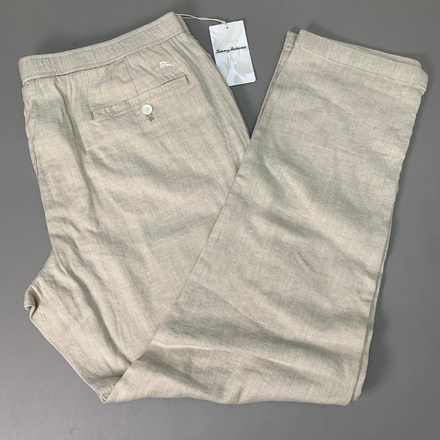 TOMMY BAHAMA Beach Linen Coast Pull On Pant Men's Sz XXL x 32 Stone Khaki (New)