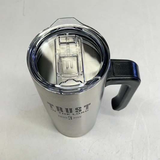 CHRISTIAN ART GIFTS Psalm 3:5 Travel Mug with Handle  18 fl oz Silver SMUG329