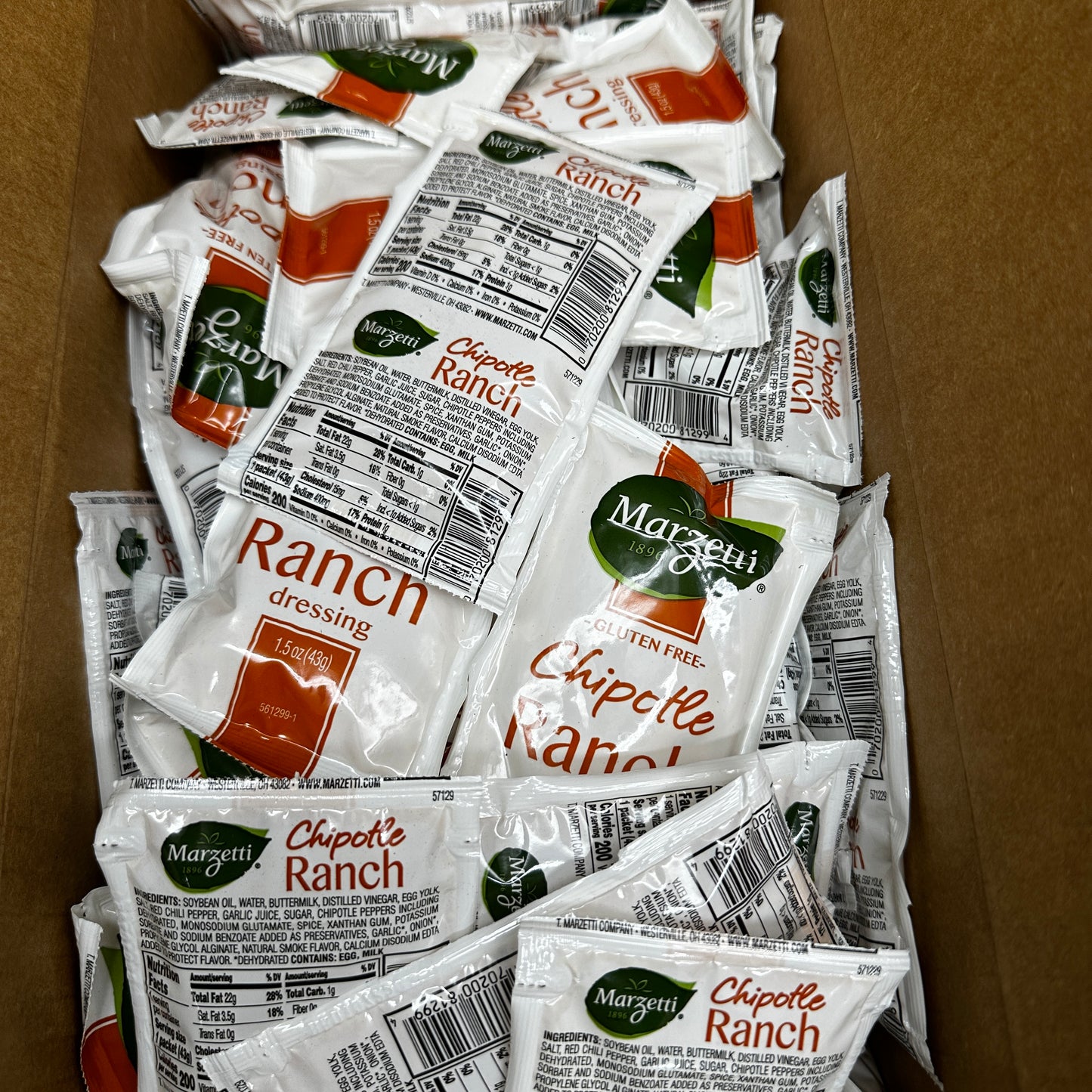 MARZETTI (60 PACK, 1.5 oz Each) Chipotle Ranch Dressing Packets BB 01/25