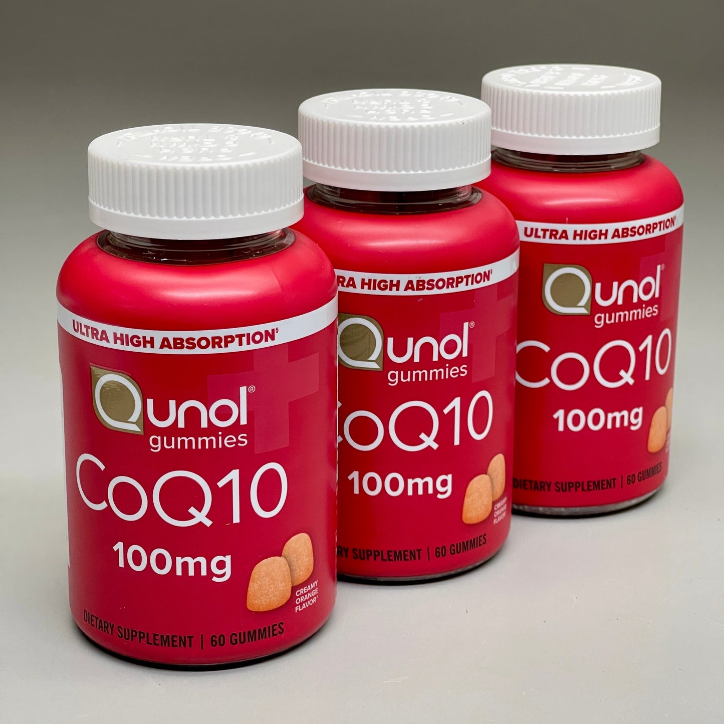 QUNOL (3 PACK) CoQ10 Gummy Dietary Supplements 100 mg 60 Count BB 10/2025