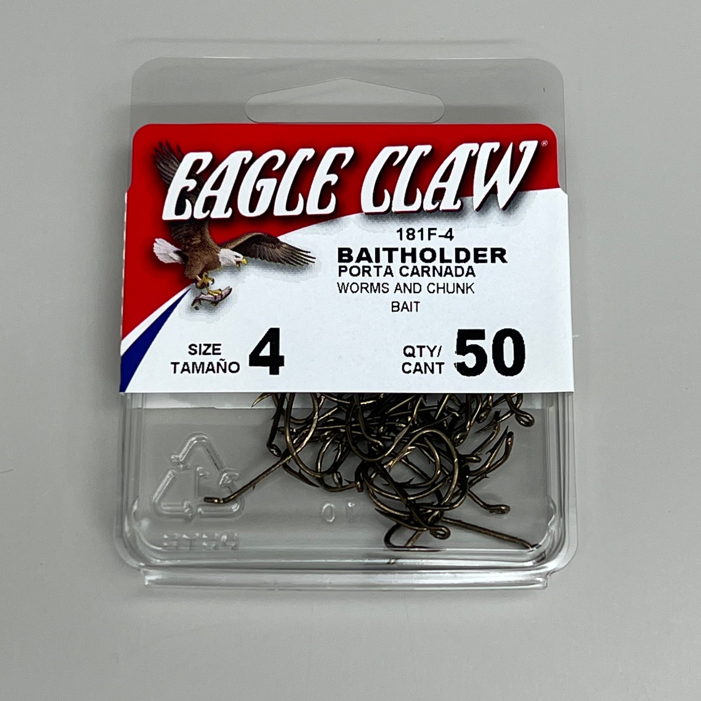 EAGLE CLAW (3 PACK) Down eye 2-Slice Offset Hooks Bronze #4 50pc 181F-4