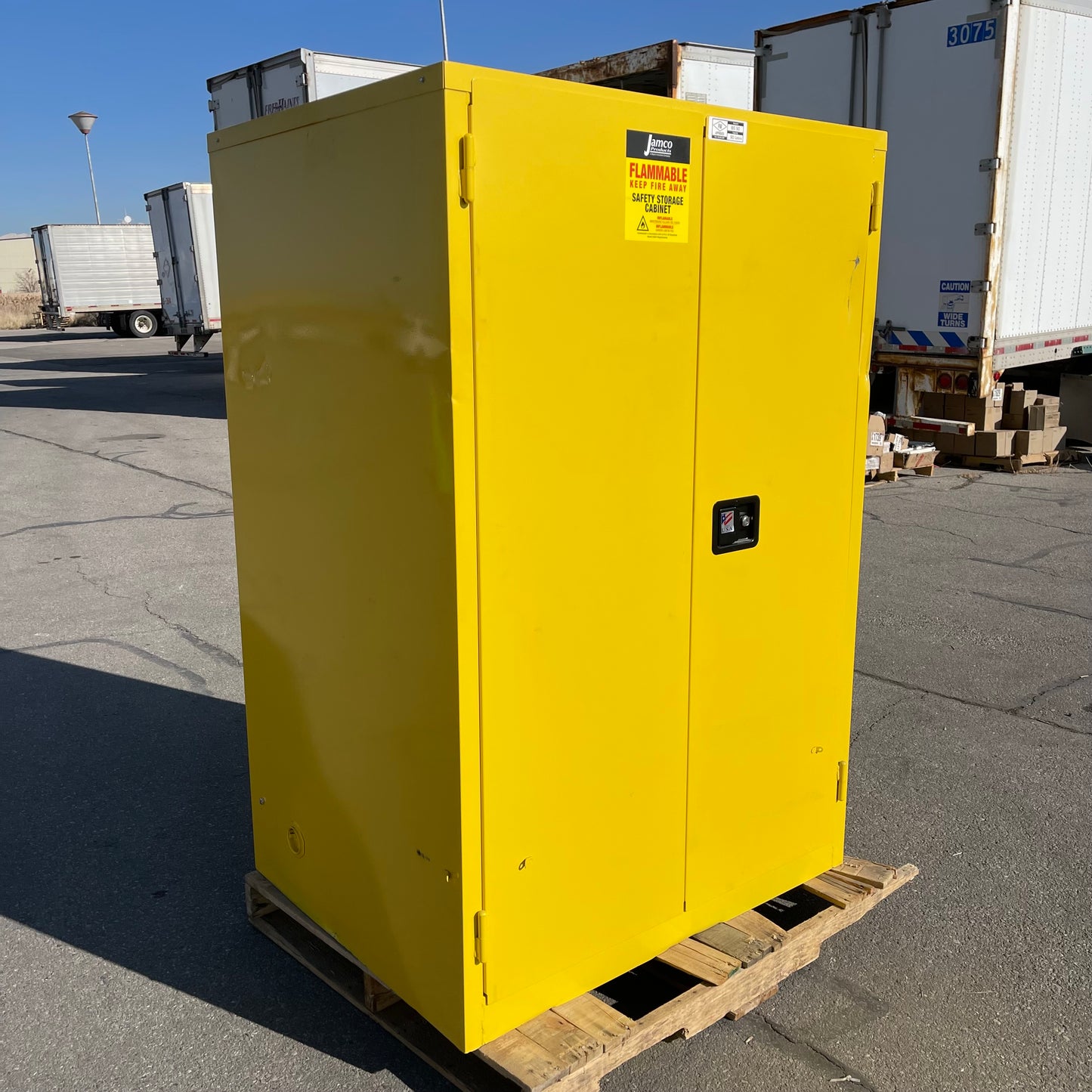 JAMCO Flammable Safety Storage Cabinet 90 gal, 65”x44”x34” Yellow BS 90