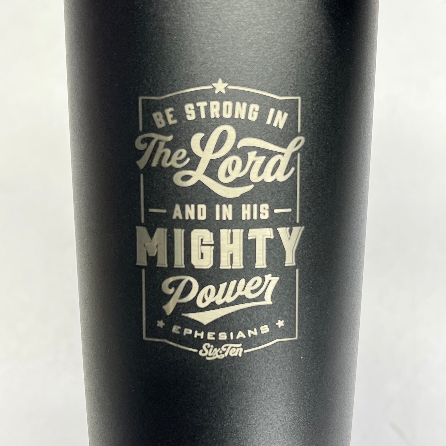 CHRISTIAN ART GIFTS Be Strong in the Lord Stainless Steel Mug 18oz Black SMUG188