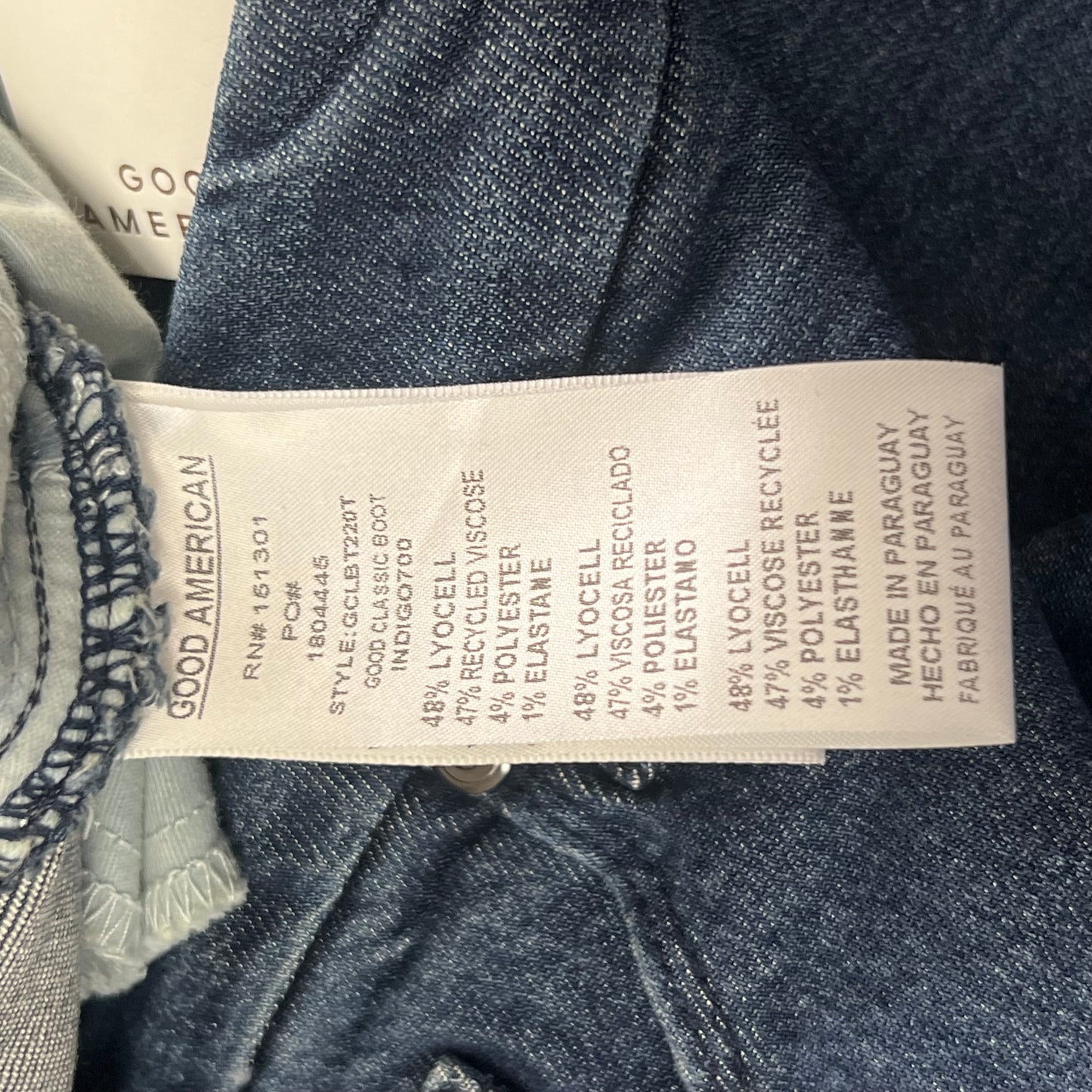 GOOD AMERICAN Good Classic Slim Bootcut High-Rise Jeans Women's Sz 18 Plus Indigo700 GCLBT220T