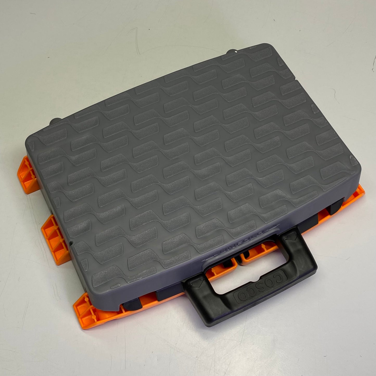 COSCO Folding Step Stool Plastic 12.5"L x 8.5"W x 8"H Orange & Grey 11903BGO1E