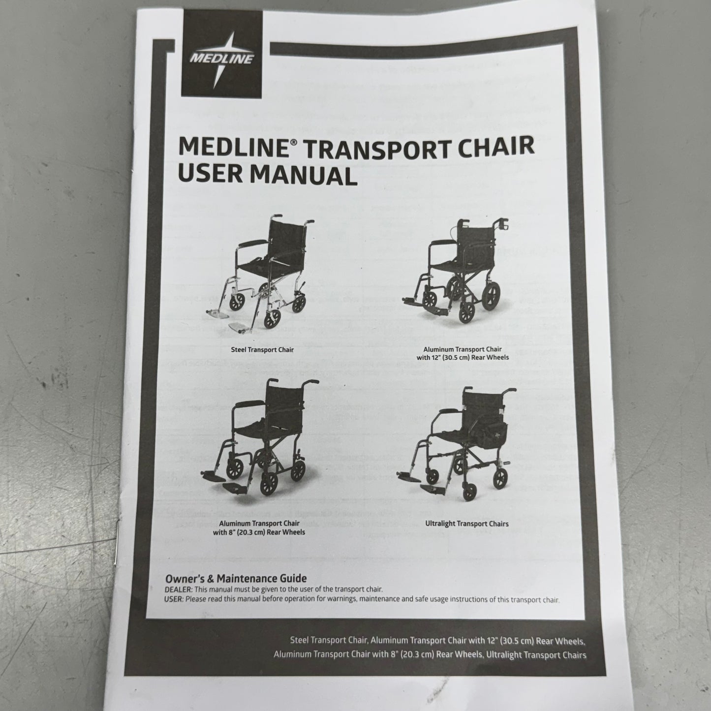 MEDLINE Basic Aluminum Transport Chair 19" Seat 12" Rear Wheels Red MDS808200ARE