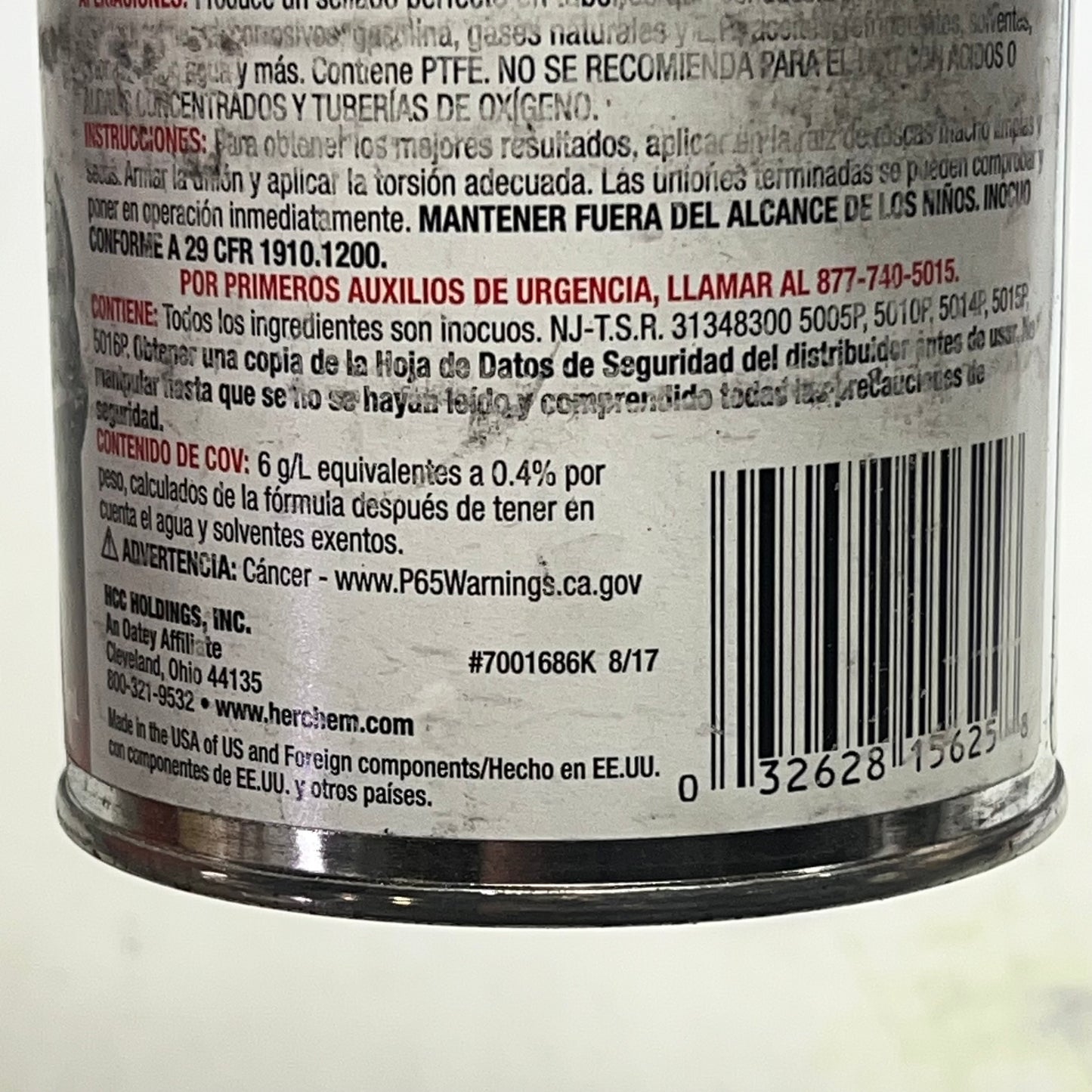 HERCULES REAL-TUFF PTFE Paste Thread Sealant Leak-Proof Joints 16 Oz White 15625