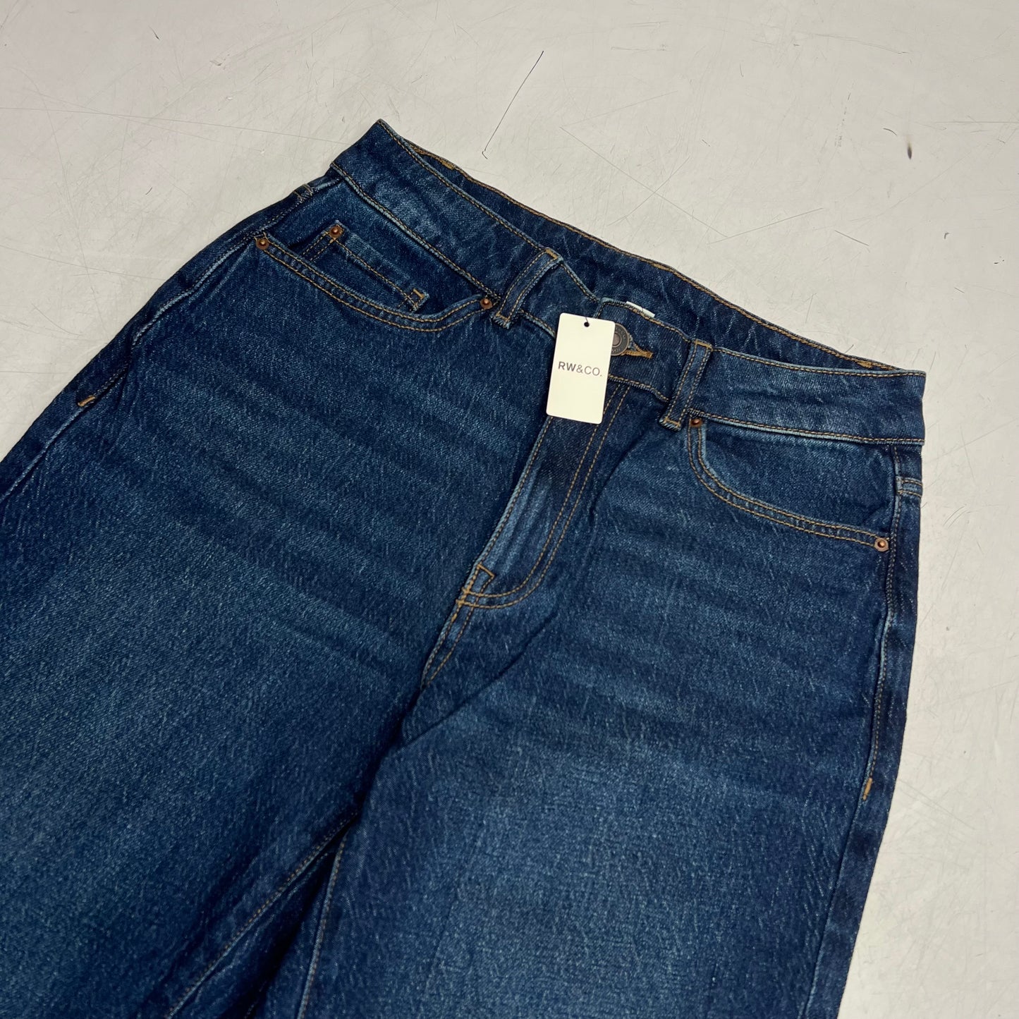 RW & CO High Rise Fit Wide Leg Jeans  Women's Sz 27 Dark Sapphire 490024