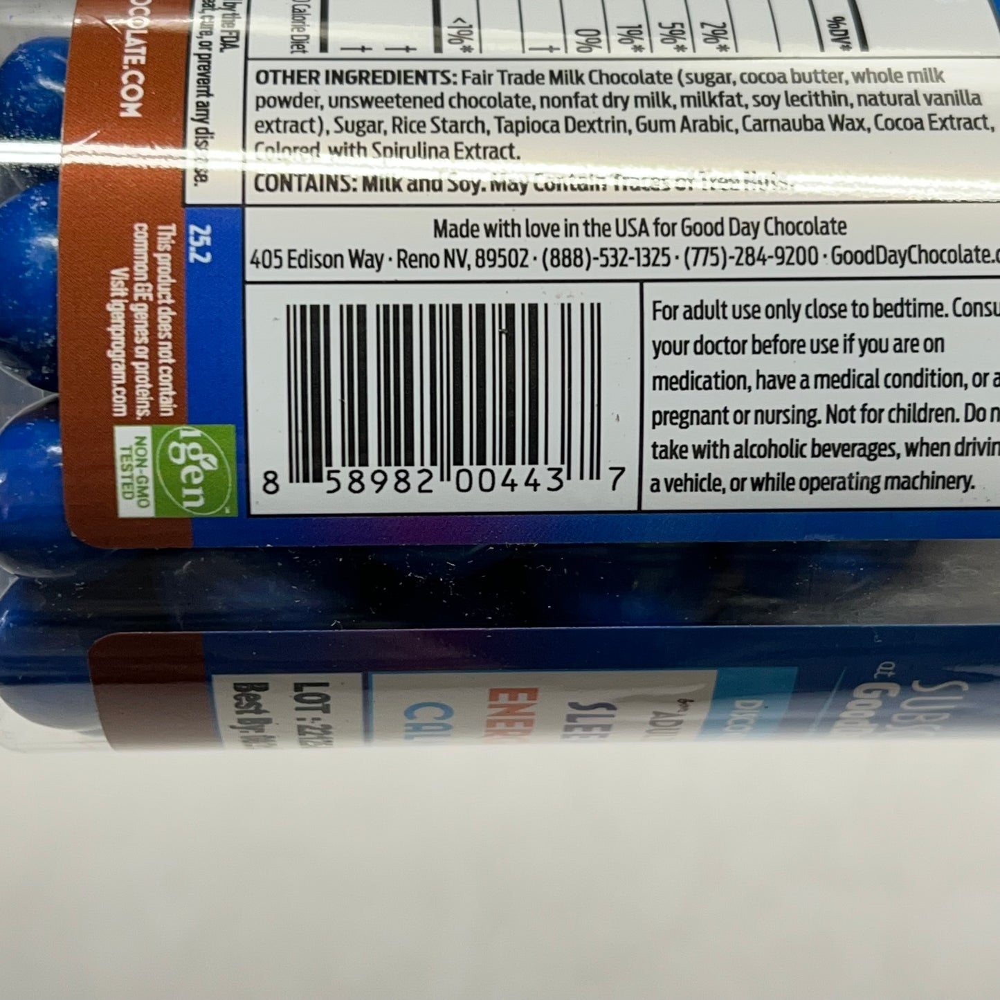 GOOD DAY (80 PIECES) Chocolate Adult Sleep Supplement 1 MG Per Piece BB 08/27