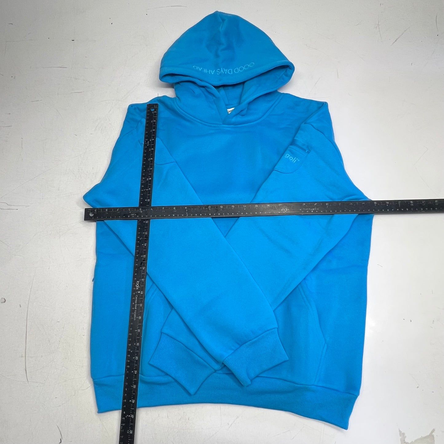 COMFRT X GOLI NUTRITION Travel Essentials Hoodie Women's Sz L Goli Blue KJHU251
