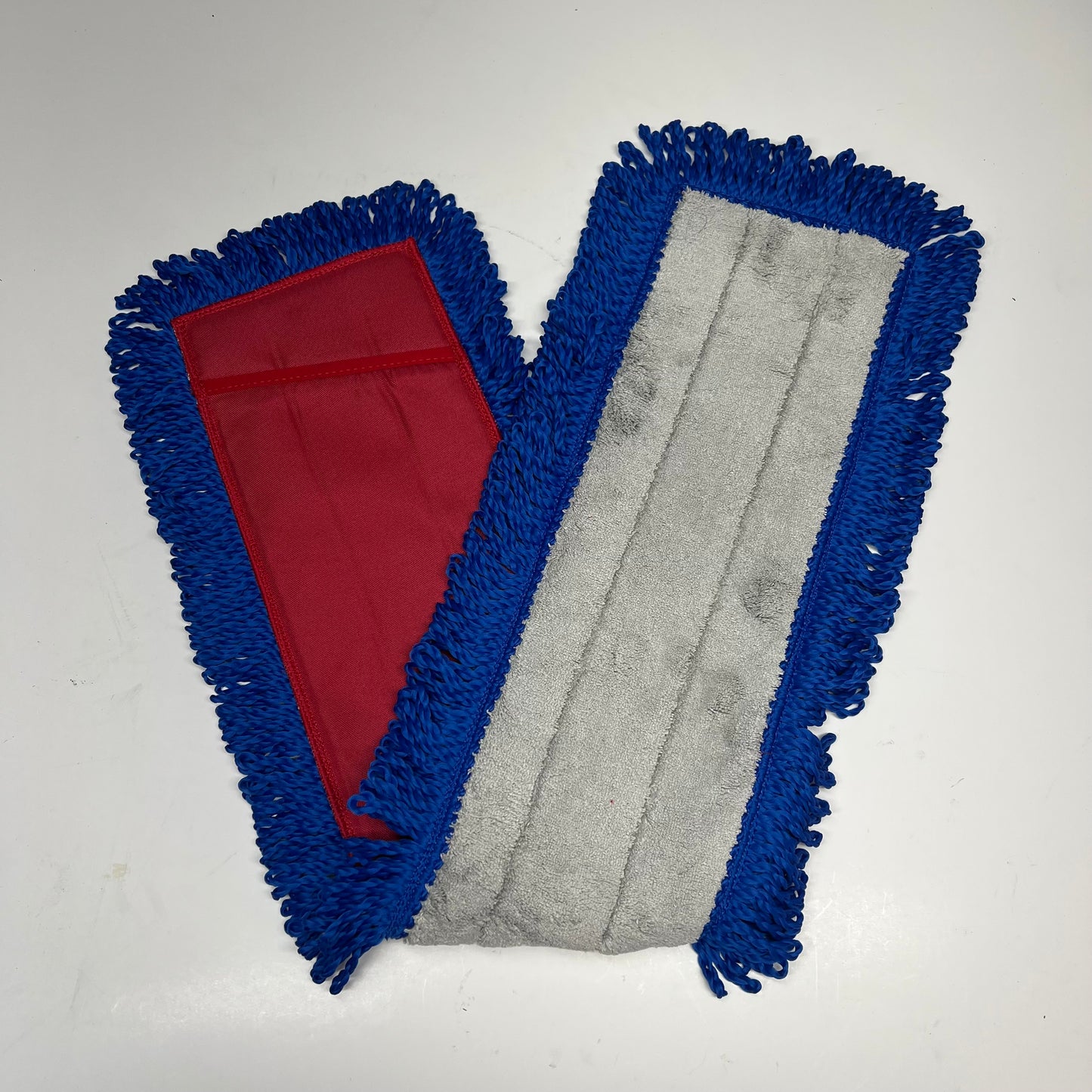 KLEEN LINE (12 PACK) Fringed Microfiber Dry Mop Pad 36" Blue/Grey 652102