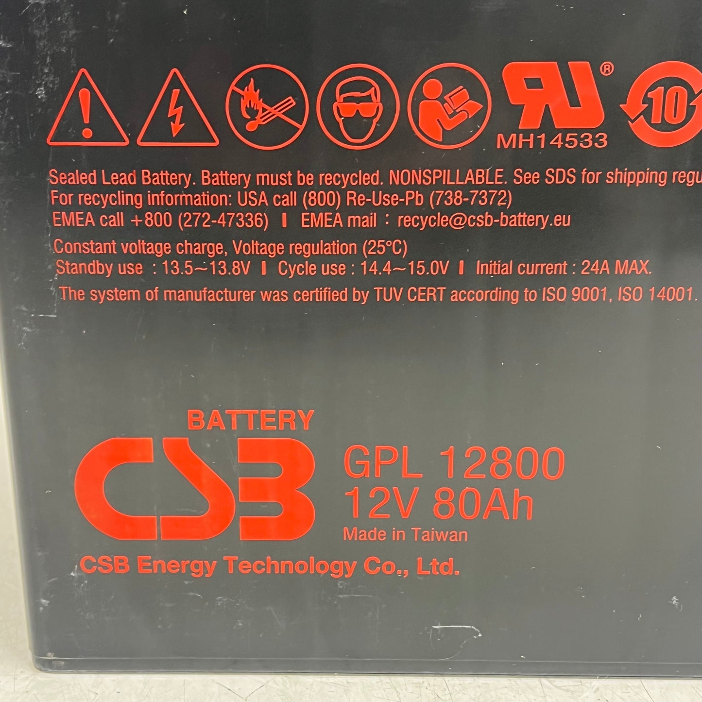 CSB Sealed Lead Acid Battery for Thomas & Betts Emiu-720 12V 80Ah GPL 12800