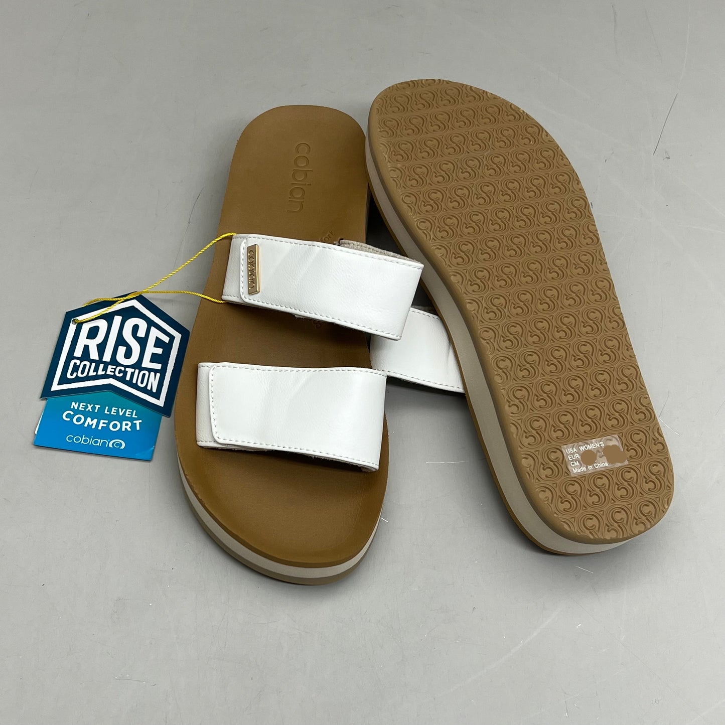 COBIAN Dana Rise Elevated Flatform Style Slide Women's Sz 9 White DNA24-100-09