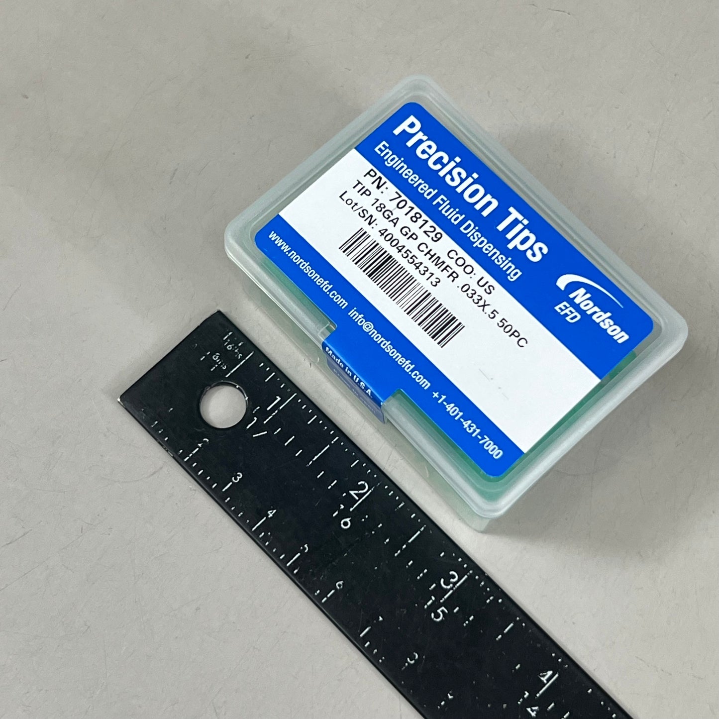 NORDSON EFD 7018129 Dispensing Needle Tip 18GA, 0.5" L, Green, 50/Box Green 7018129
