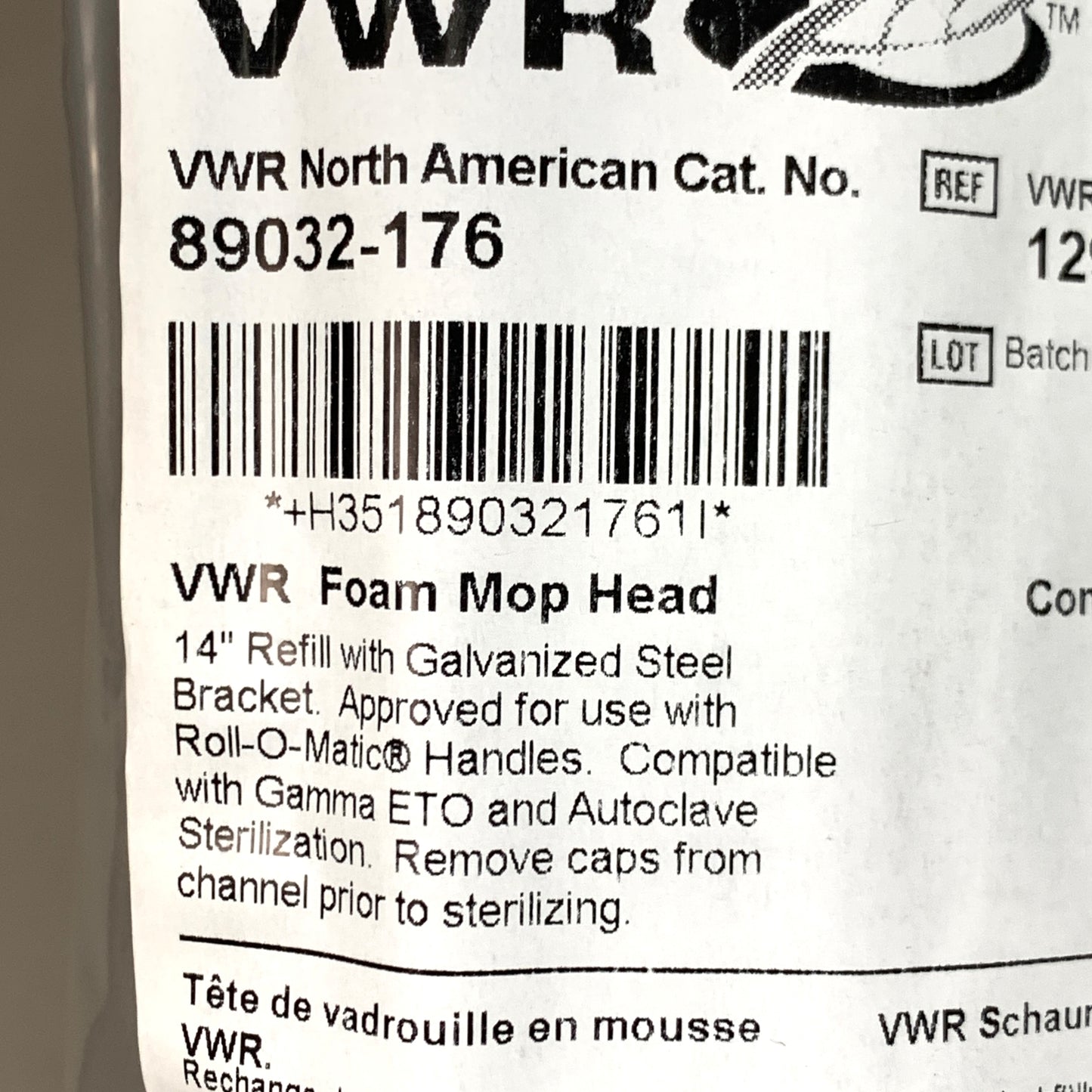 VWR (12 PACK) Foam Mop Heads For Roll-O-Matic Galvanized Steel 89032-176 150269 (New)