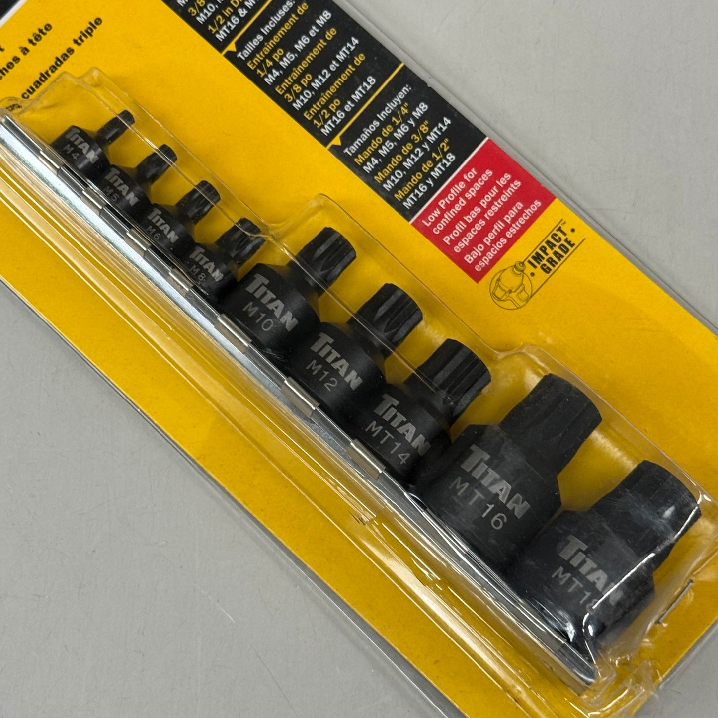 TITAN (9 Piece) Triple Square Bit Set 1/4"-1/2" Dr M4-MT18 Black 16138 Low Profile Impact