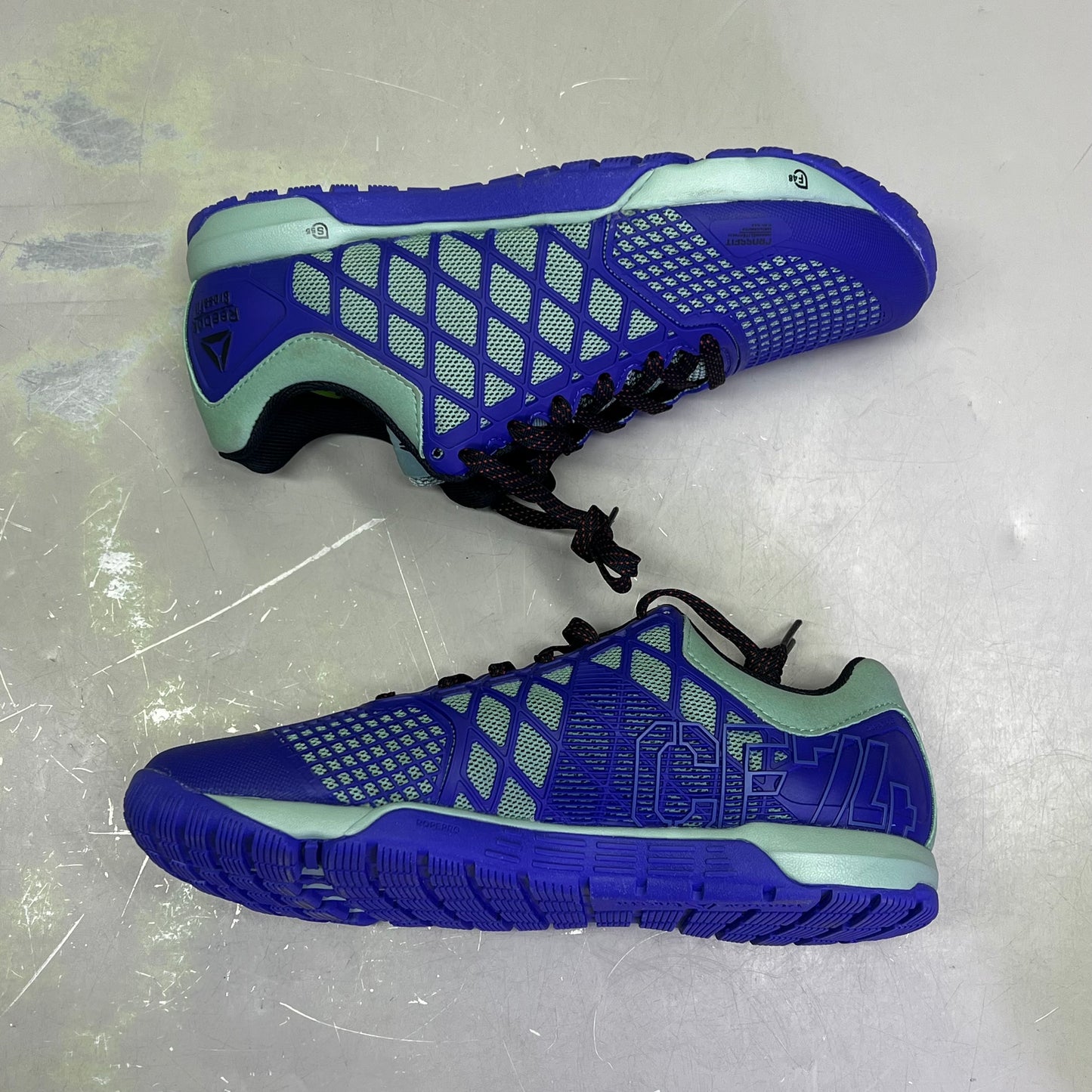 REEBOK Athletic Training Shoes Crossfit CF74 Duracage Women's Sz 7 Purple/Teal