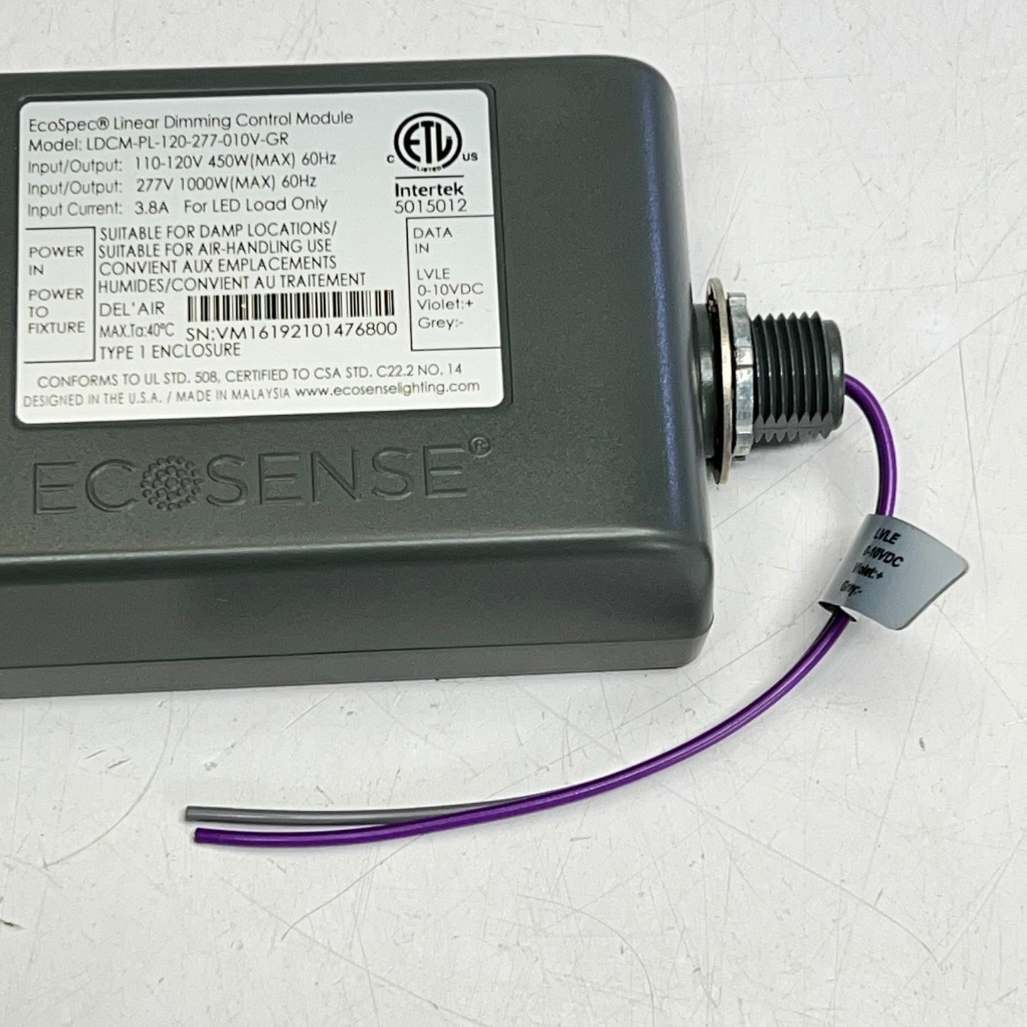 ECOSENSE Led Linear Dimming Control Module 0-10v Grey LDCM-PL-120-277-010V-GR