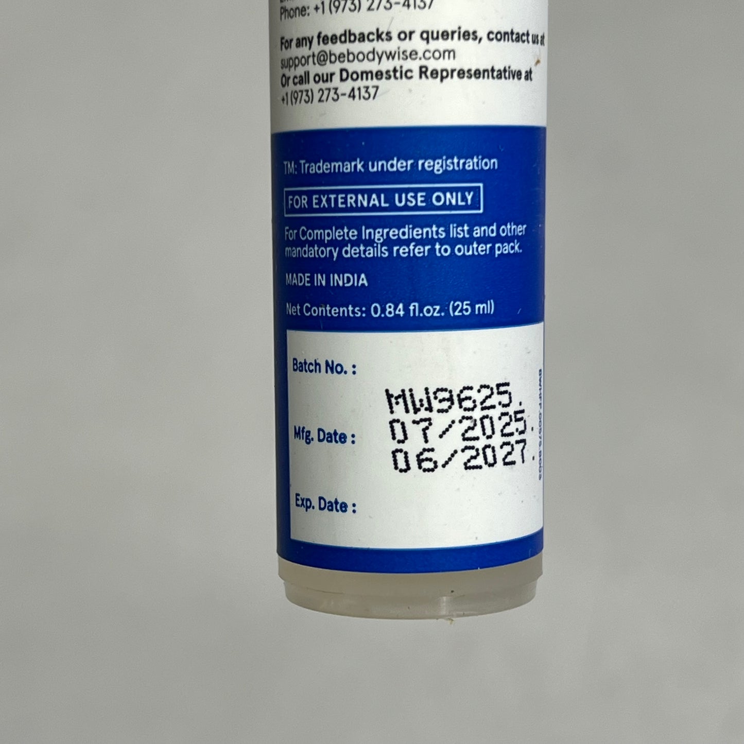 ZA@ BE BODYWISE Hair Growth Serum Roll On For Thinning & Re-growth 0.84 Fl Oz As-Is