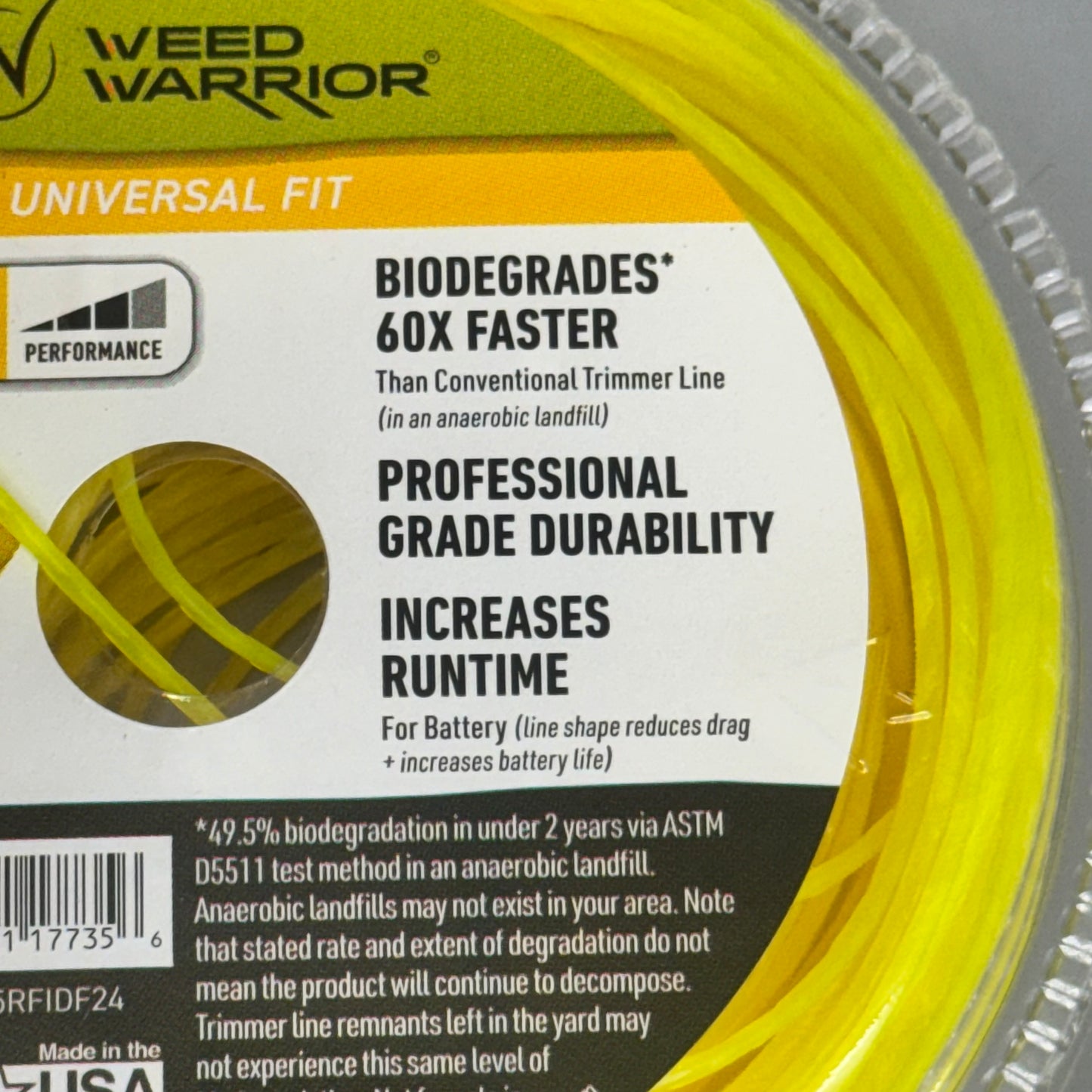 WEED WARRIOR (4 Pack) Grass Trimmer Line 17735RFIDF24 Sz .065”Dx100ft.L Yellow