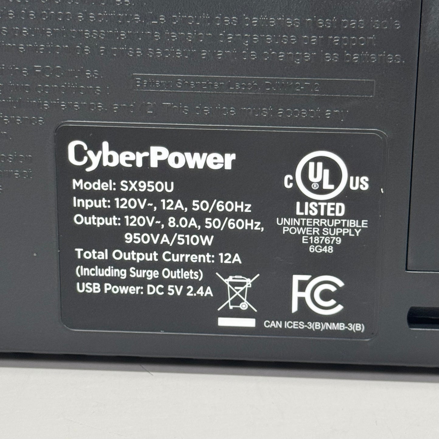 CYBER POWER Battery Backup w/ Surge Protection 469 Minutes Running 150W SX950U