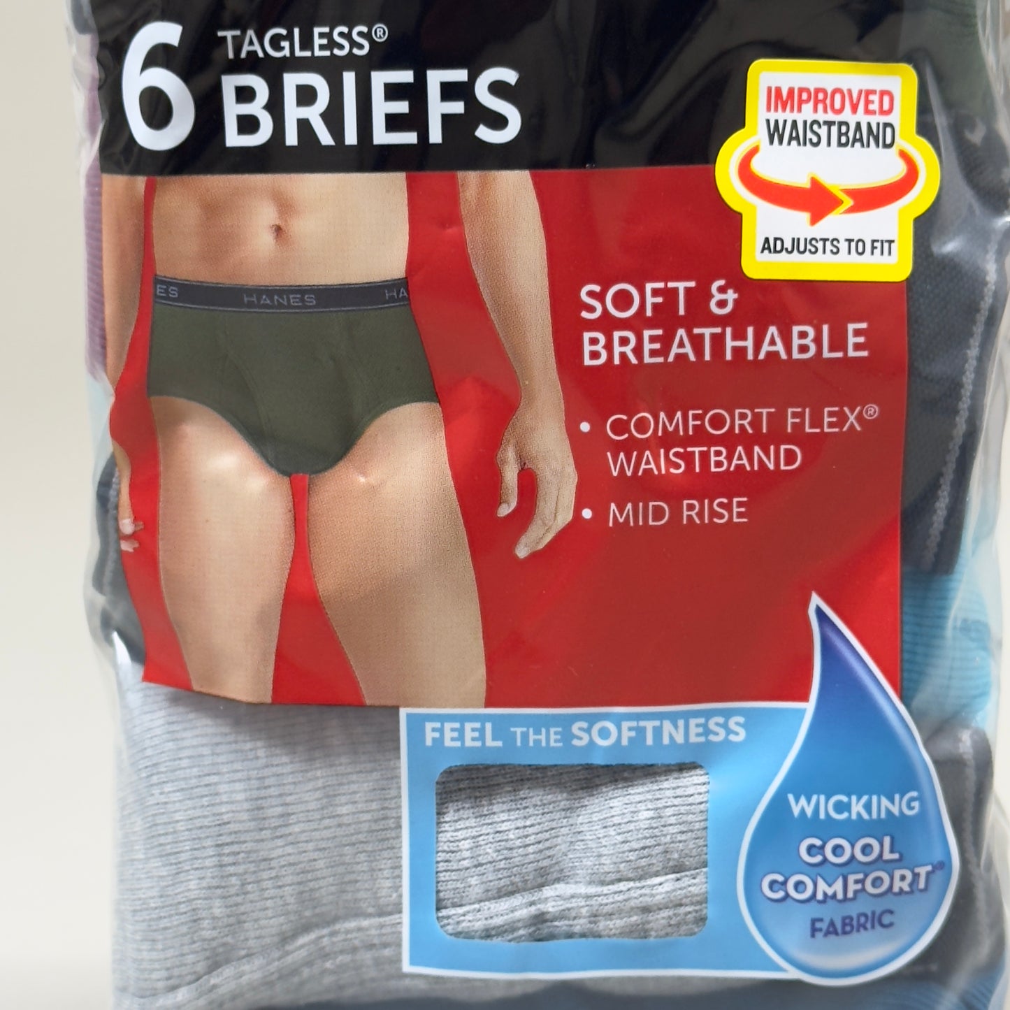 HANES (6 PACK!) Men's Cool Comfort Briefs Sz XL 40-42" Blue/Purple/Green 782WB6
