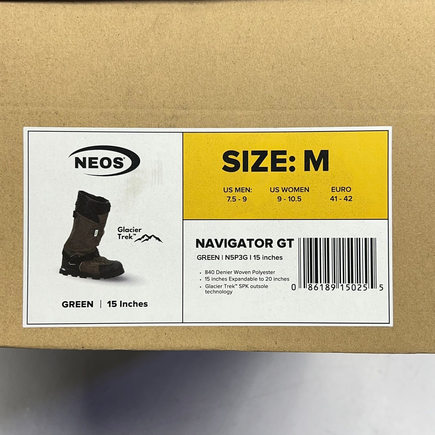 NEOS Navigator Glacier Trek SPK Insulated Overshoe  M Sz 7.5-9 W Sz 9-10.5 GreeN