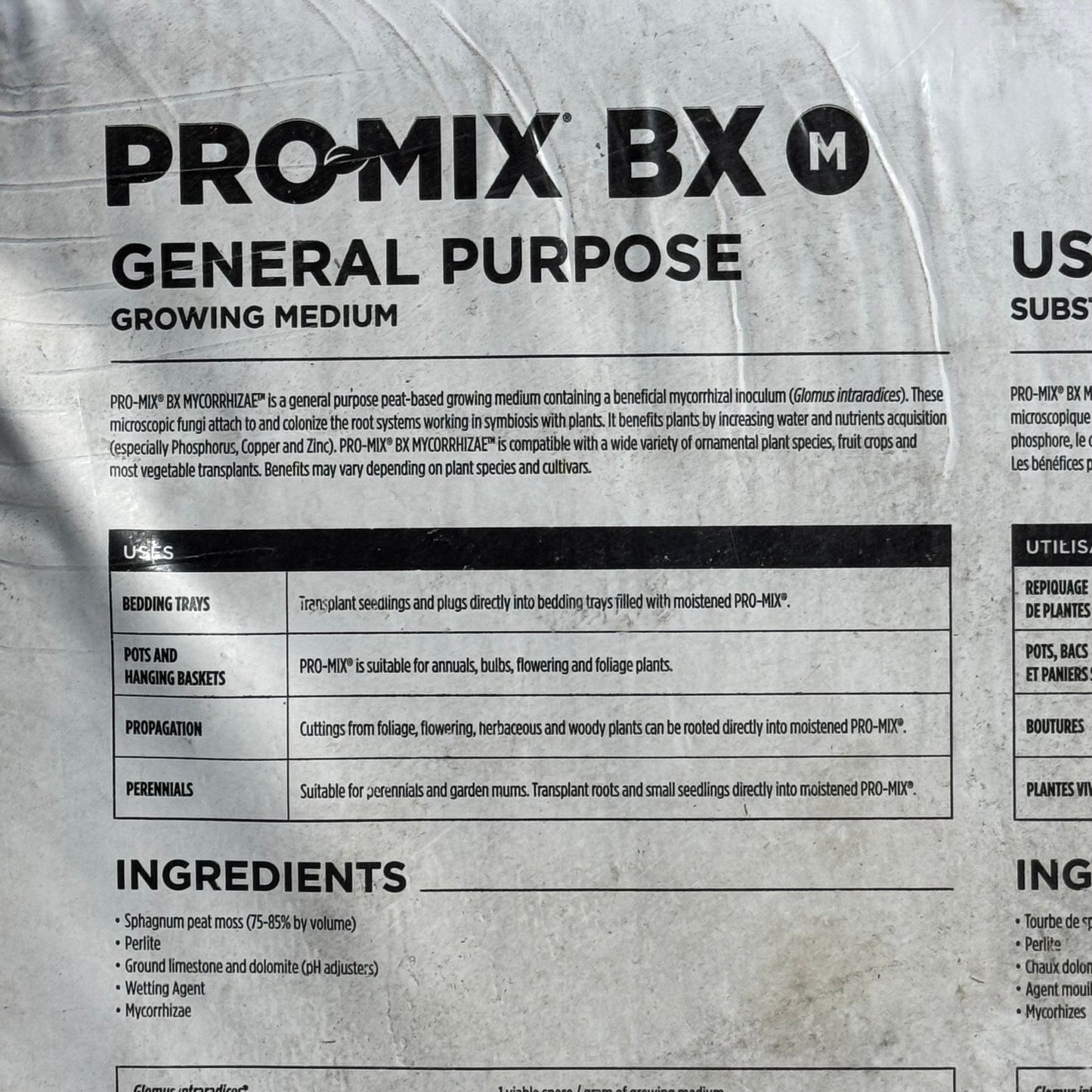 ZA@ PROMIX (60 lb Bag) Bx Growing Medium Substrat De Culture Mycorrhizae Sz 23”Hx16”Lx14”W (AS-IS, Open Bag)