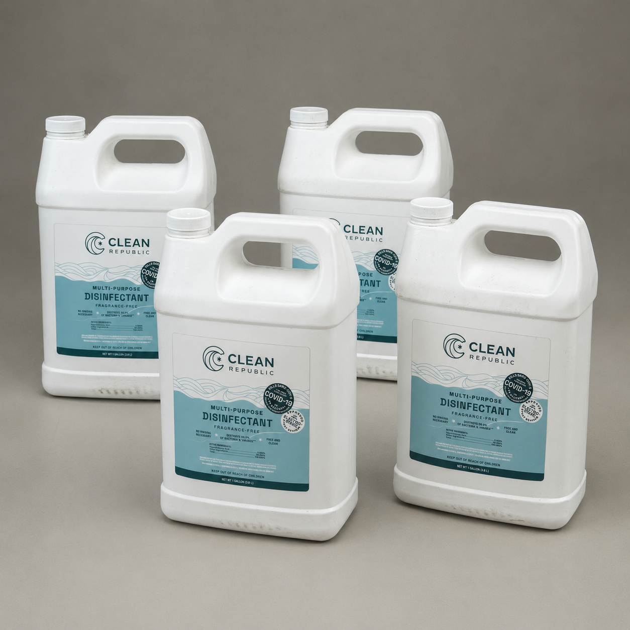 CLEAN REPUBLIC (4 Pack)  Multi-purpose Disinfectant, Hypochlorous Acid Cleaner 1 Gallon Unfinished (New (As Is))