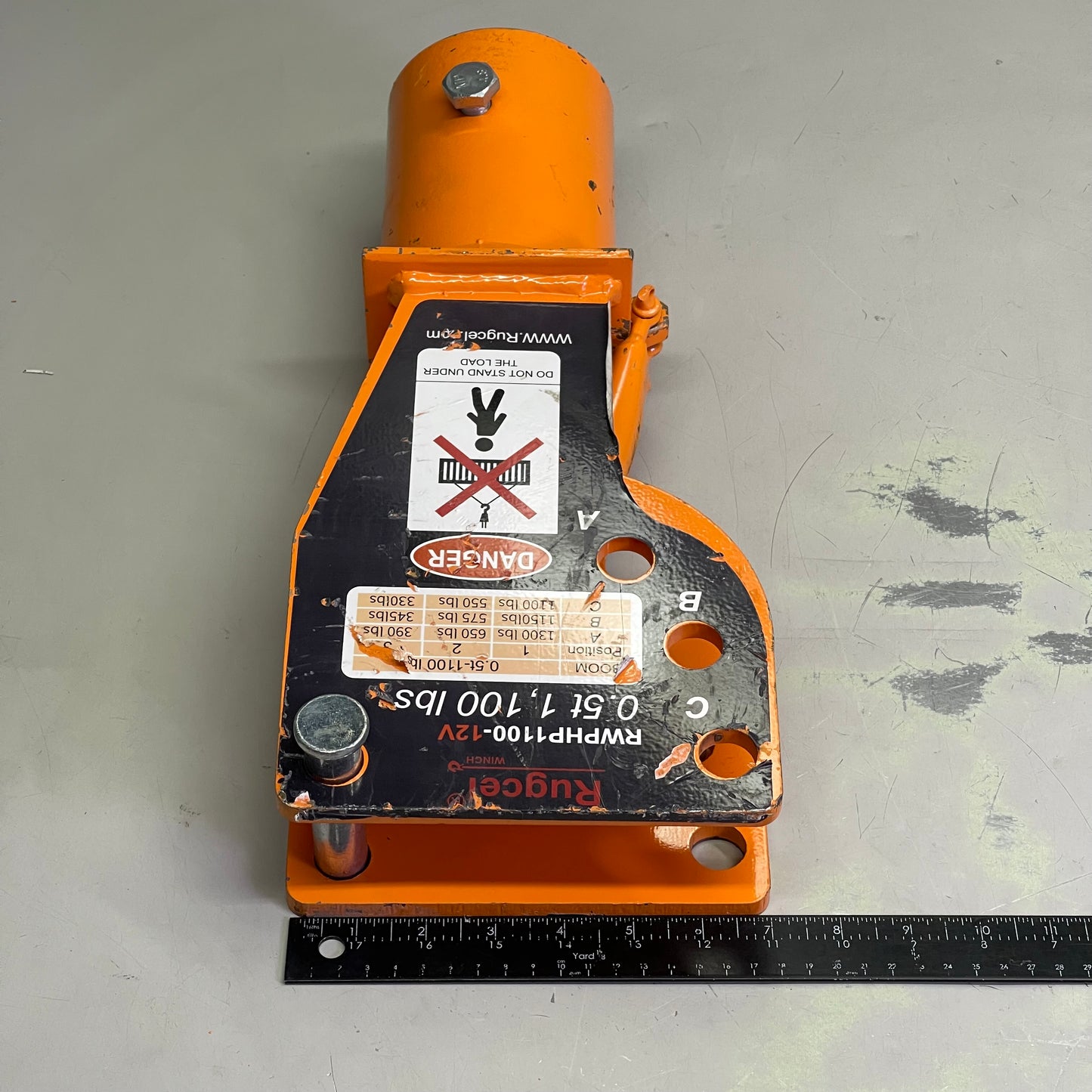 RUGCEL Davit Crane Hoist Winch Orange RWPHP1100-12V (Cosmetic Damage)