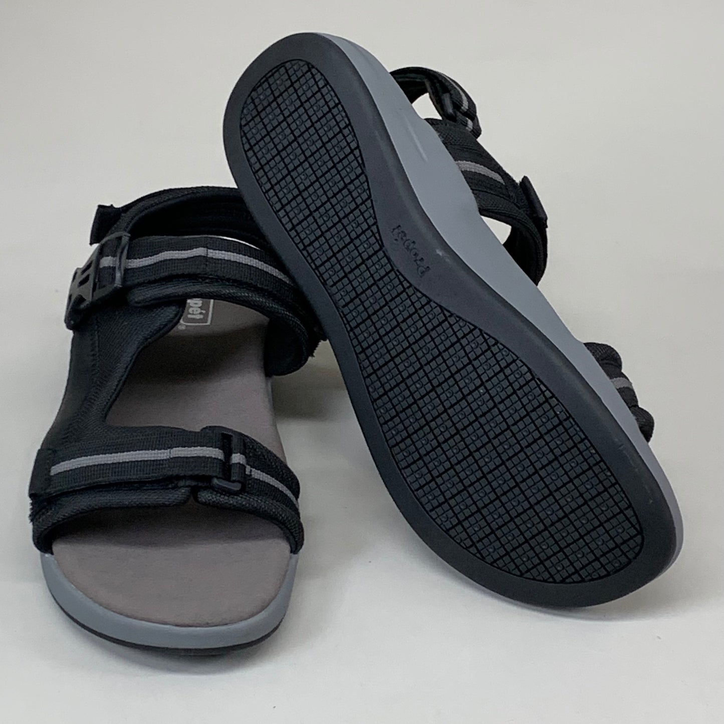 PROPET Eli Comfort Sandals XX(5E) Men's SZ 11 Black/Grey MSV031NBGRE-11