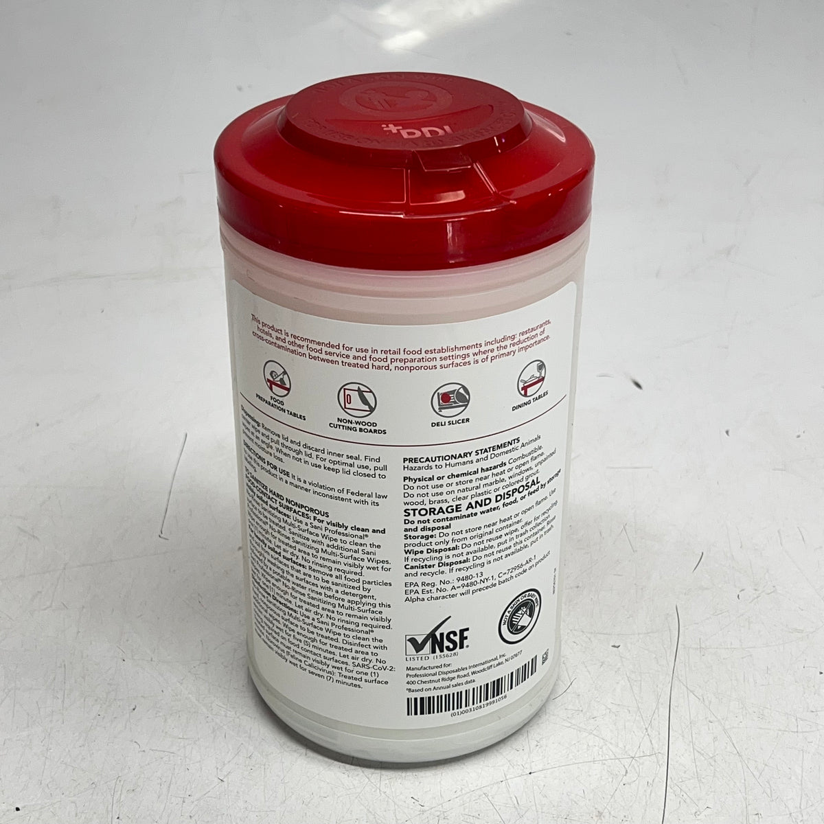 SANI PROFESSIONAL (5 PACK, 95 EACH) No-rinse Sanitizing Wipes 7.75 x 9" 8DP56700