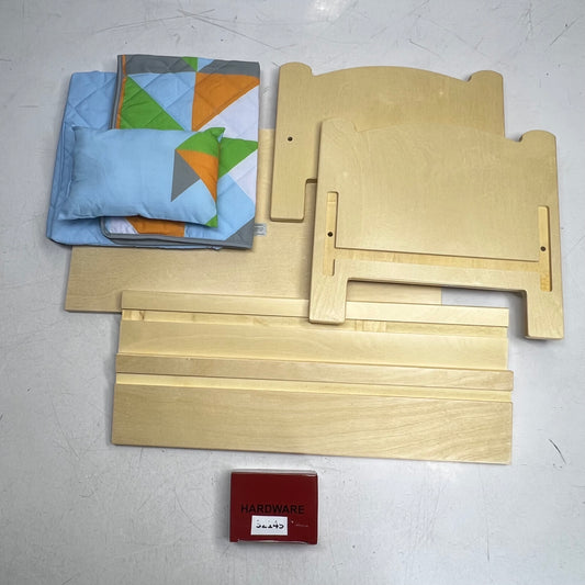 KAPLAN Wooden Doll Bed W/ Bedding for Sleeping Habit Role Playing Tan 32149