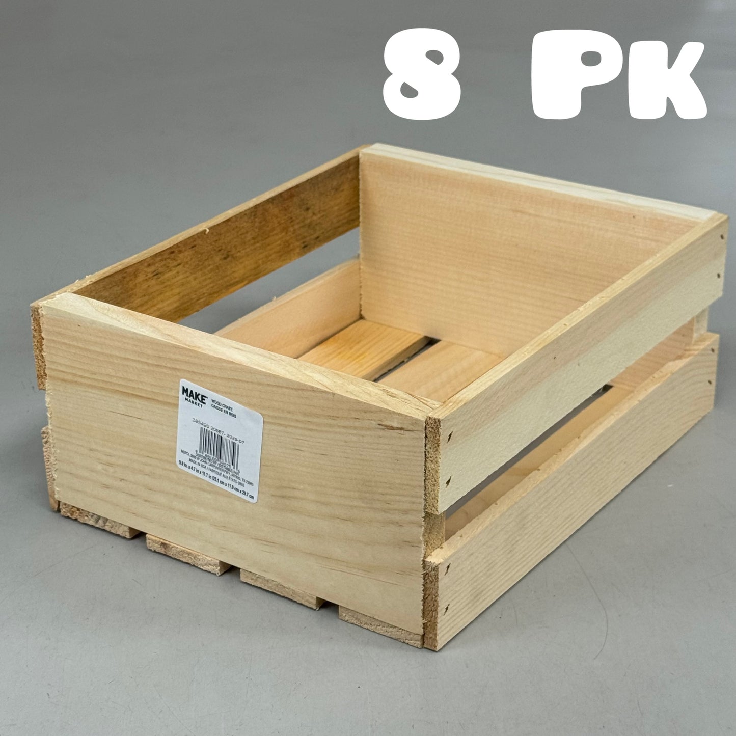 MAKE MARKET (8 Pack) 11" Half Wood Crate  11" Unfinished