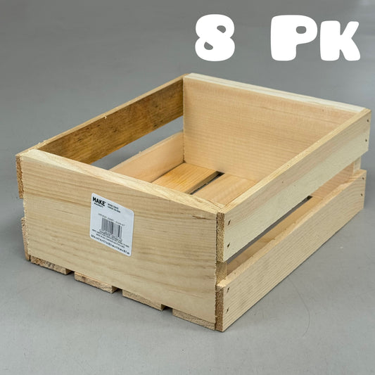 MAKE MARKET (8 Pack) 11" Half Wood Crate  11" Unfinished