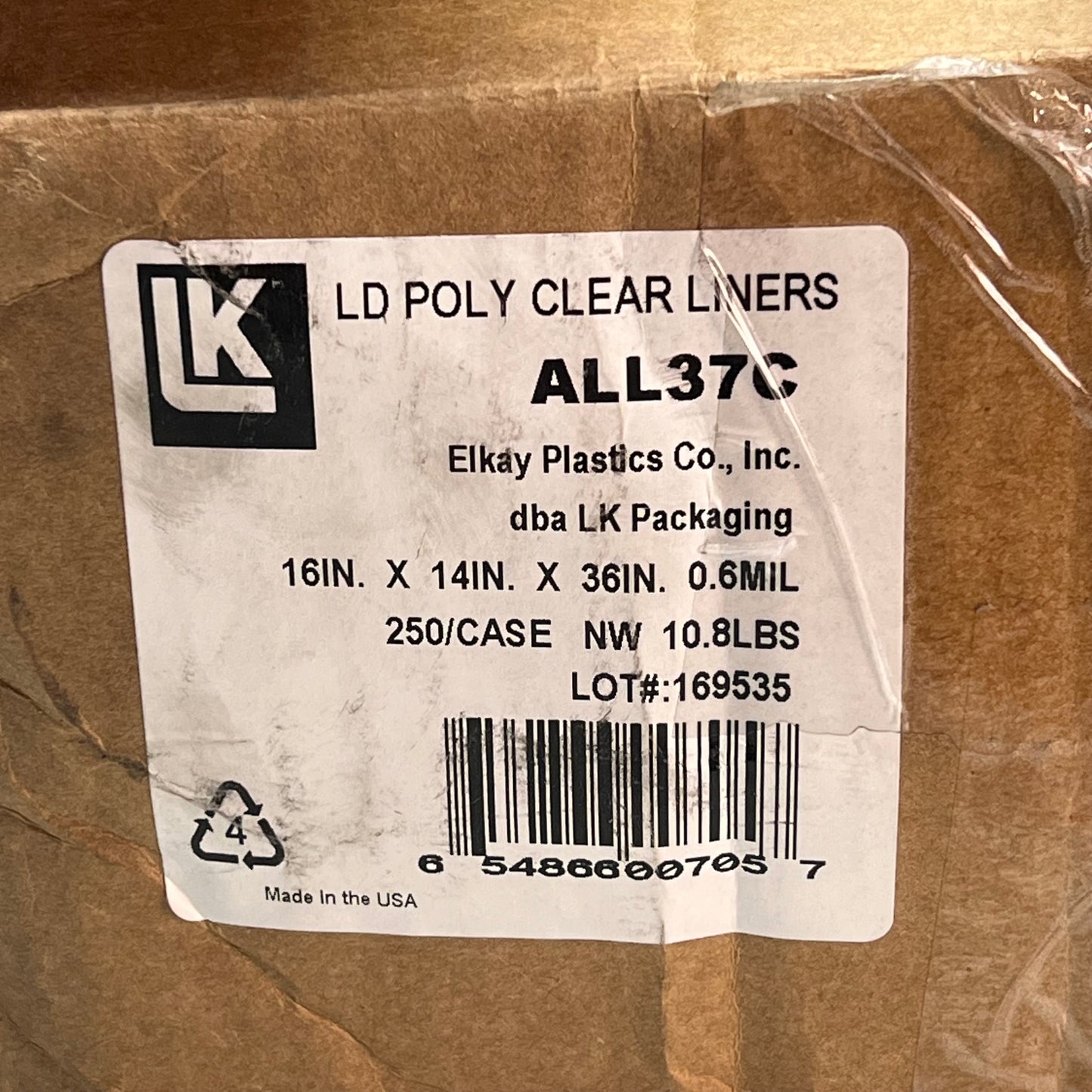 ZA@ LK LD Poly Trash Can Liner Low Density 20-30 Gal Clear ALL37C