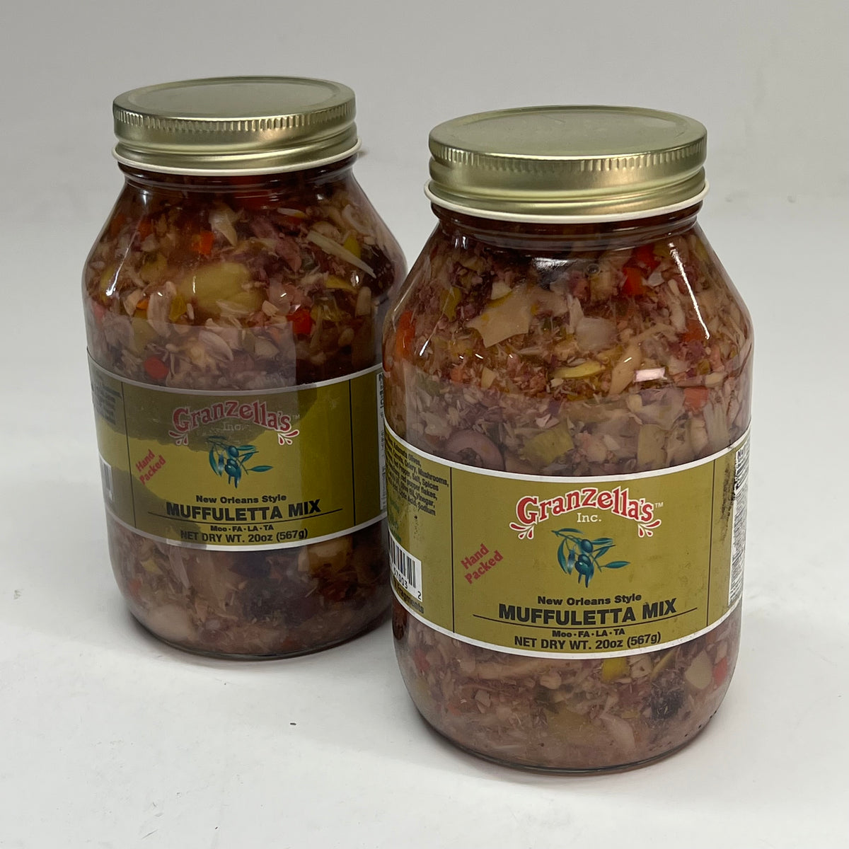 ZA@ GRANZELLA'S (2 PACK) Muffuletta Mix New Orleans Style in Glass Jar 20 oz BB 04/28