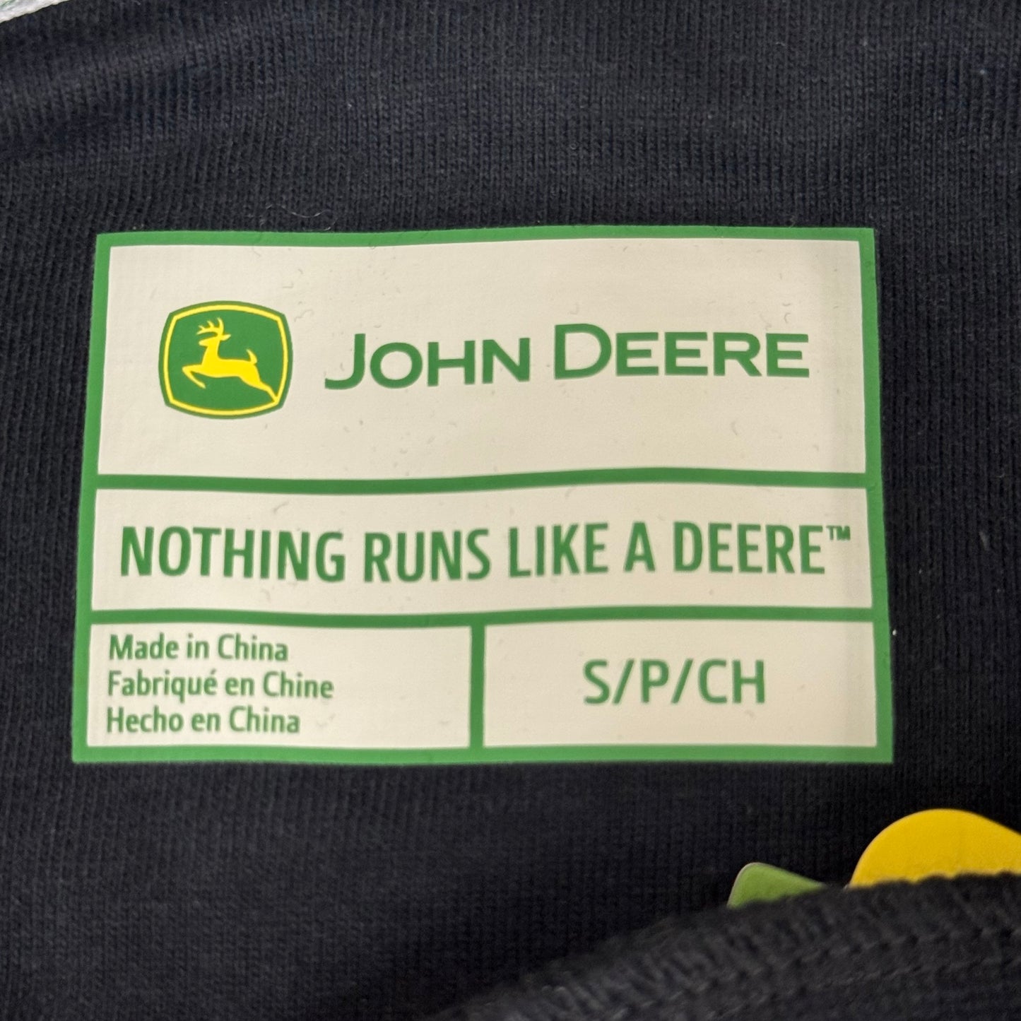 JOHN DEERE Embroidered Logo Short Sleeve Tee Shirt Men's Sz S Black 1896842